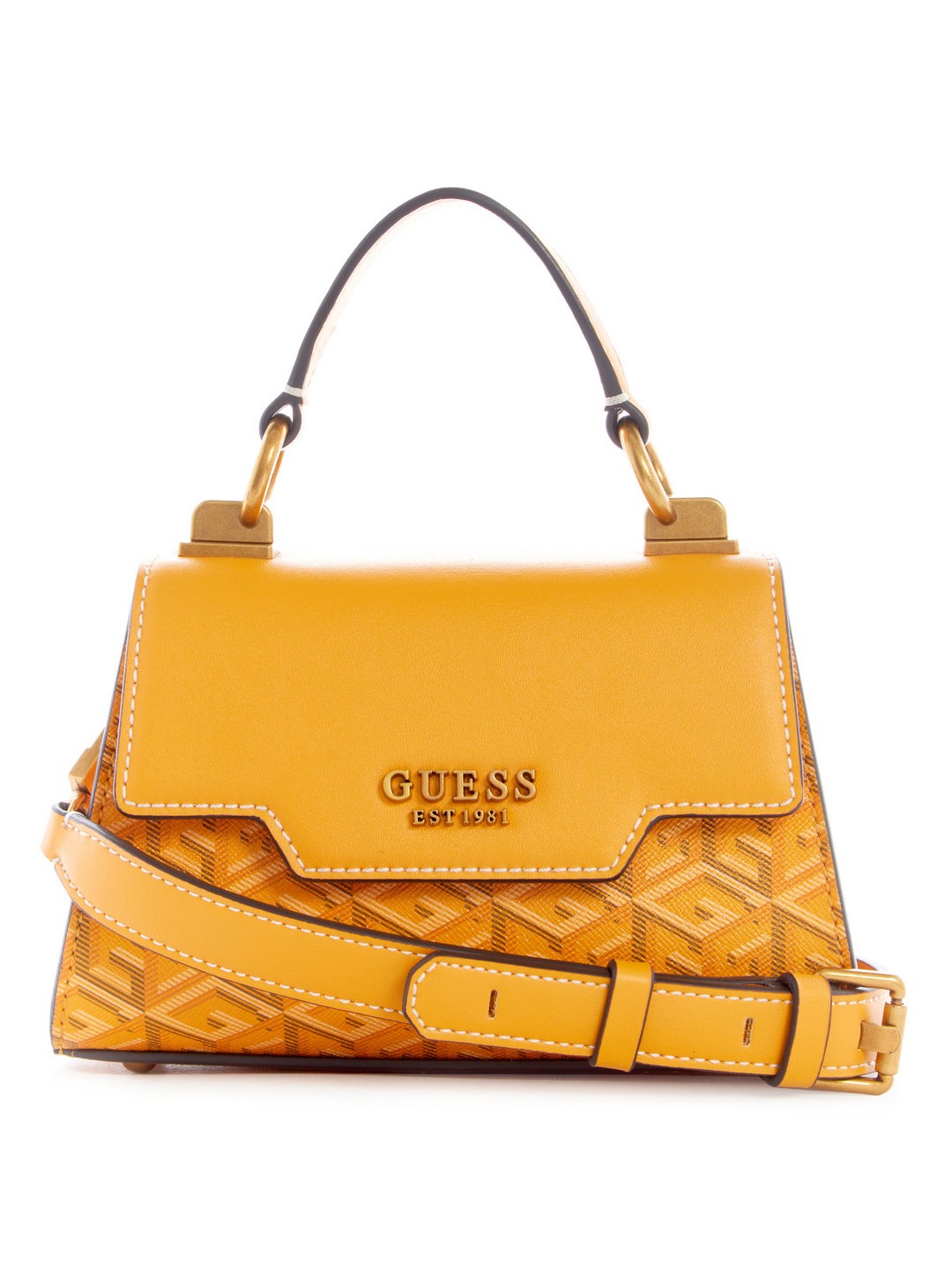 Yellow Logo Geometric Hallie Mini Crossbody Bag