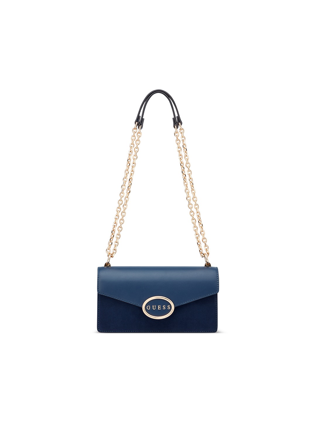 Navy Solid Magnetic Snap Gracia Flap Crossbody Bag
