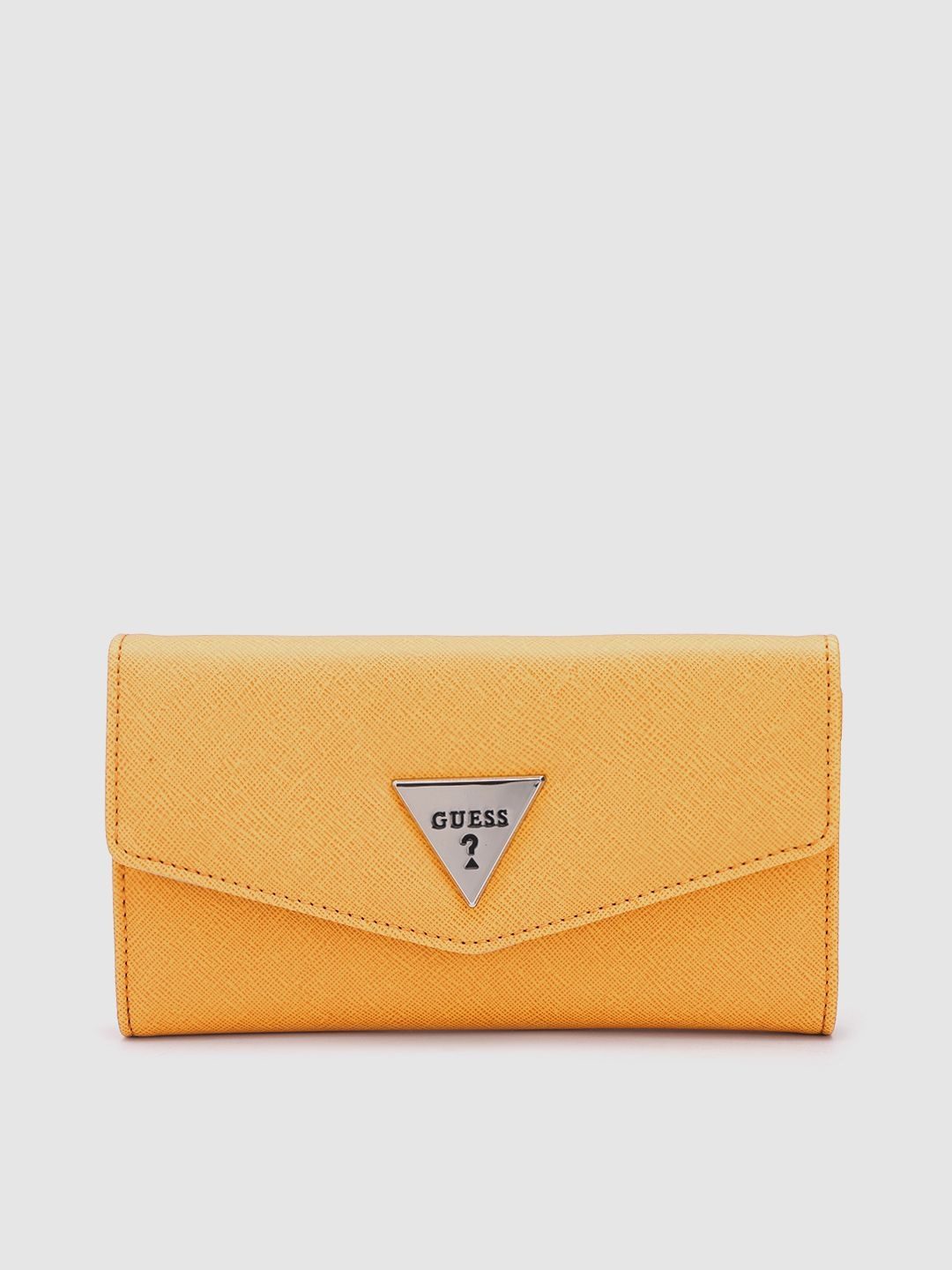 Guess Women Solid Yellow Lathan Clutch