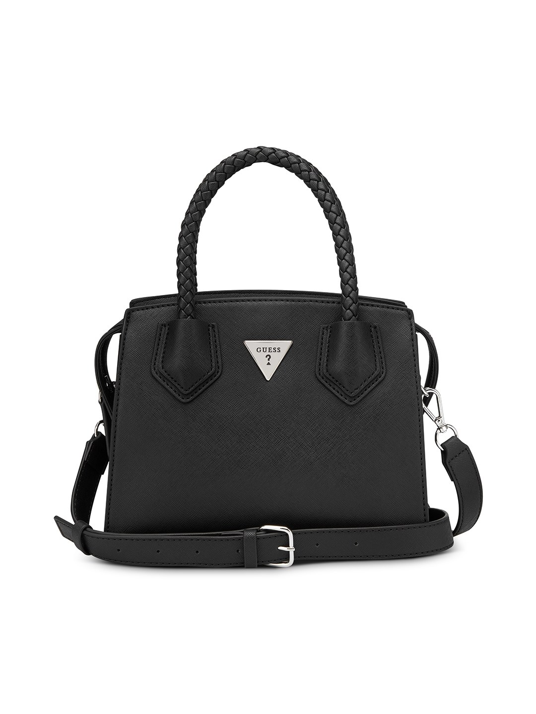 Black Solid Dorval Satchel Bag