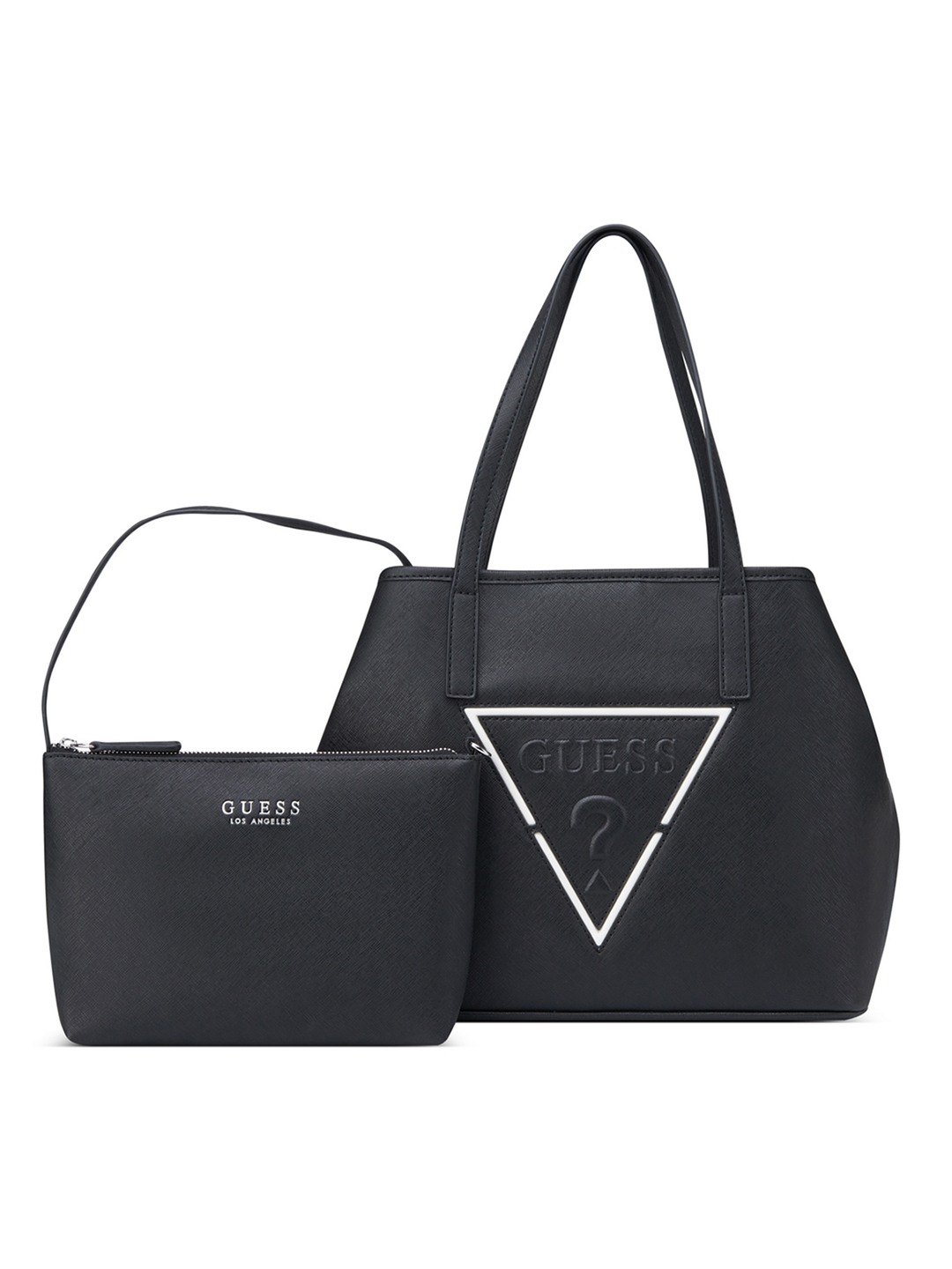 Black Solid Portini Trap Tote Bag