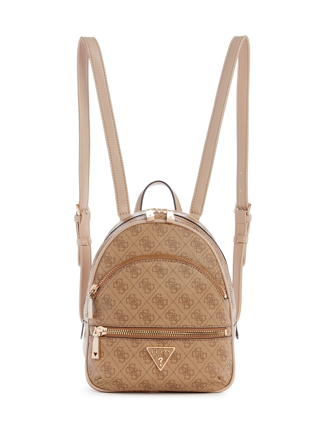 Guess Women Brown Printed Backpack with Zip Closure