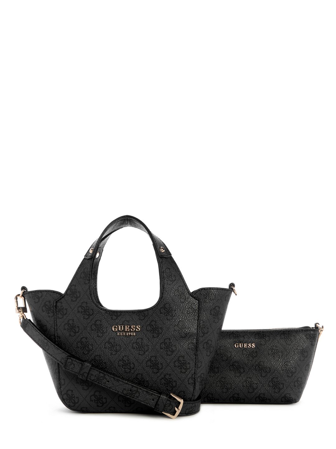 Guess Coal Logo Printed Calista 2 In 1 Mini Tote Bag