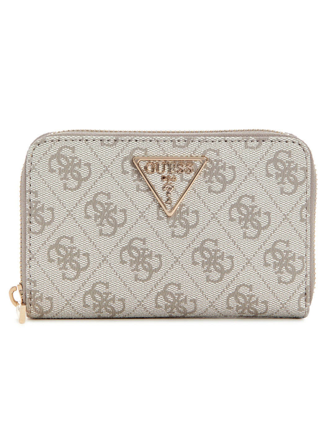 Dark Taupe Logo Geometric Laurel Medium Zip Around Wallet