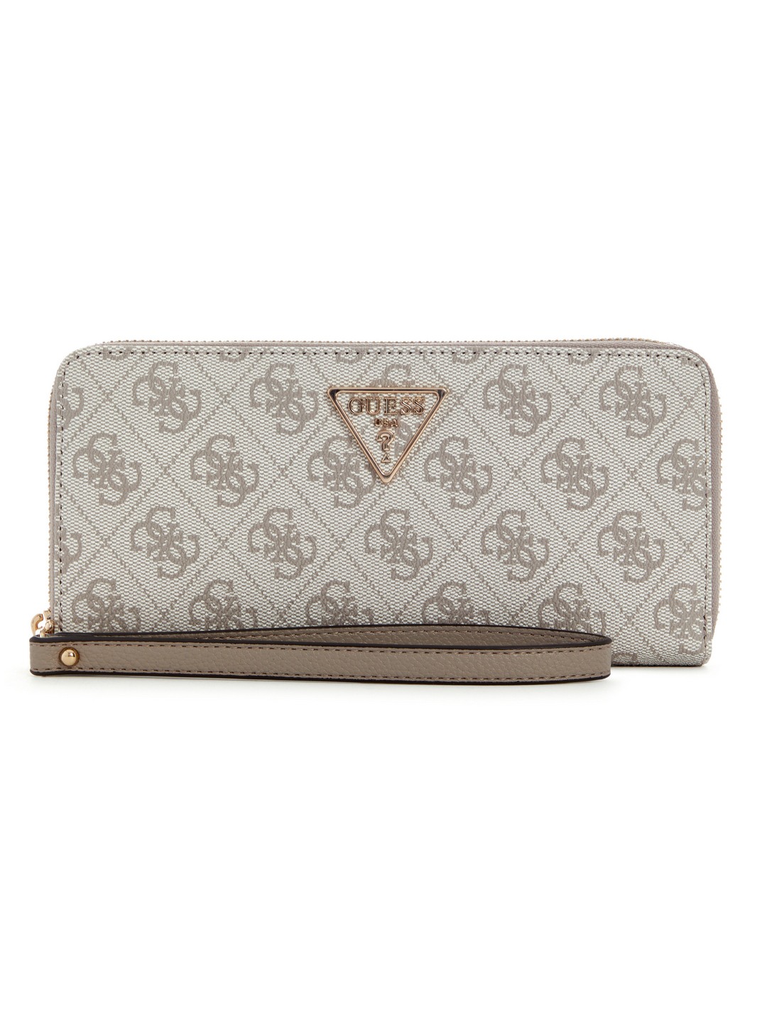Dark Taupe Logo Geometric Laurel Large Zip Around Wallet