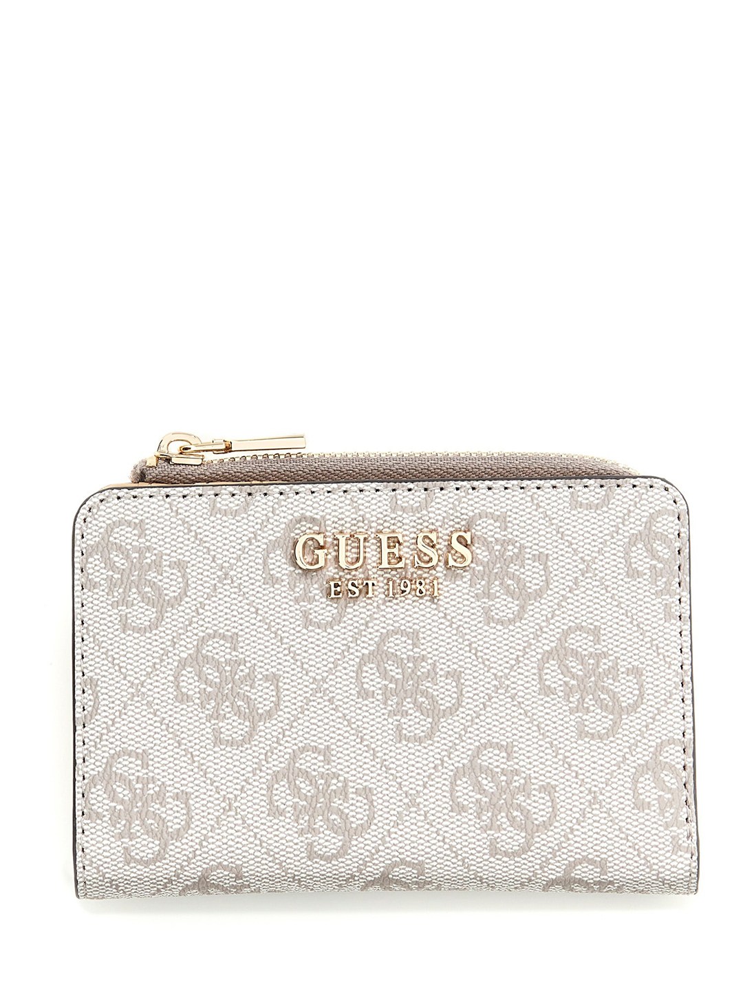 Dark Taupe Logo Printed Zipper Laurel Zip Around Wallet
