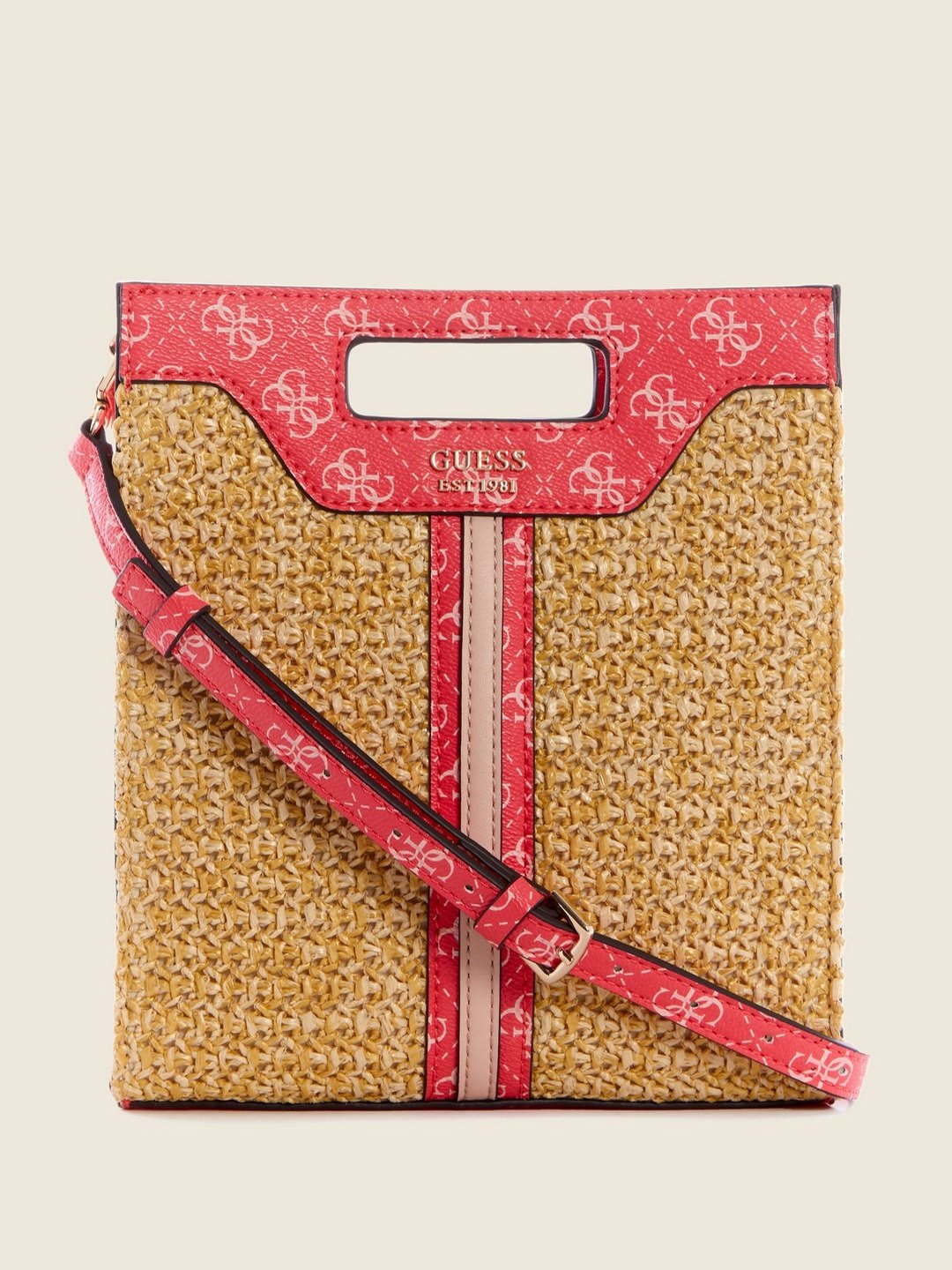 Camelia Logo Multi Textured Kasinta Raffia Cut Out Mini Tote Bag