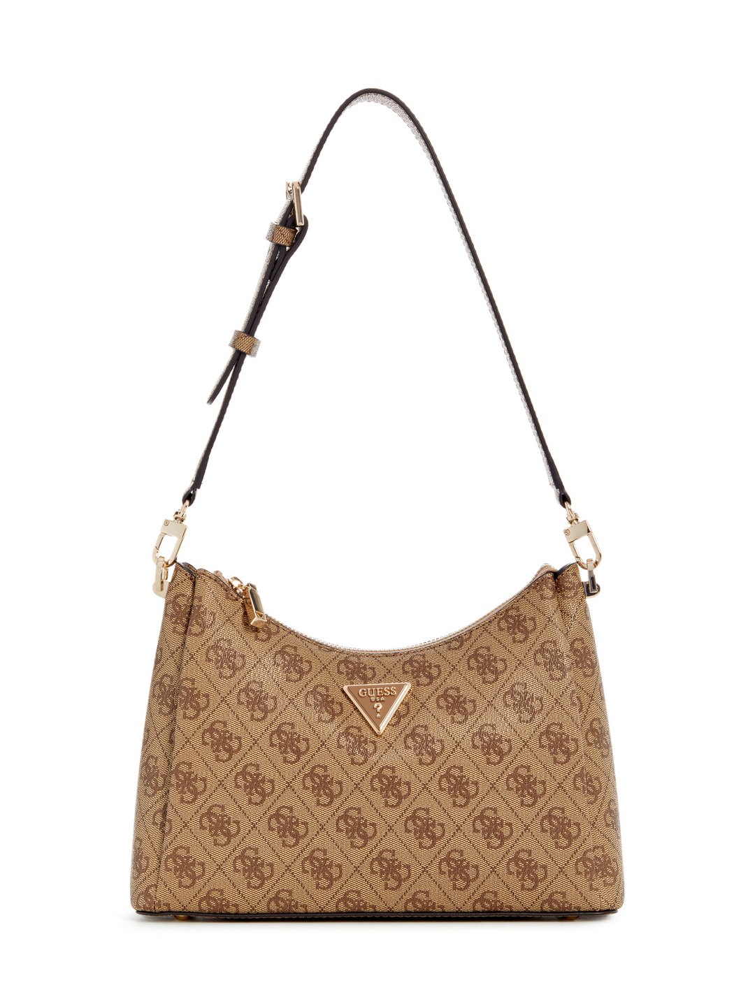 Guess Latte Logo Printed Meridian Shoulder Bag