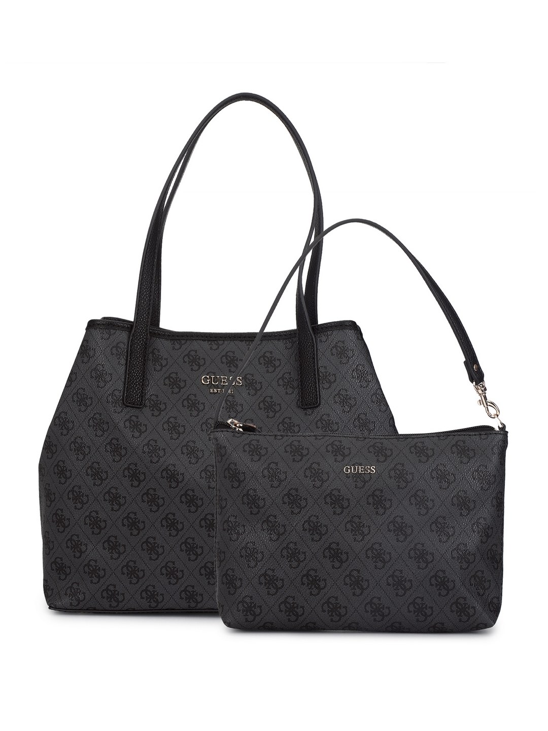 Guess Women Grey Printed Tote Bag