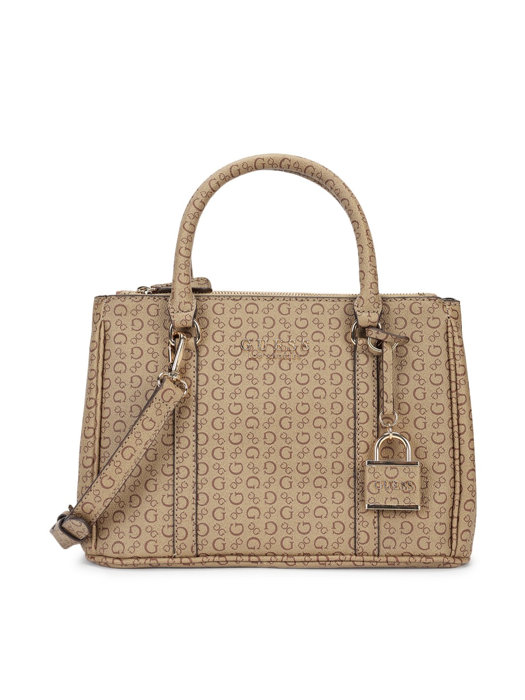 Guess Brown Printed Saffron Satchel