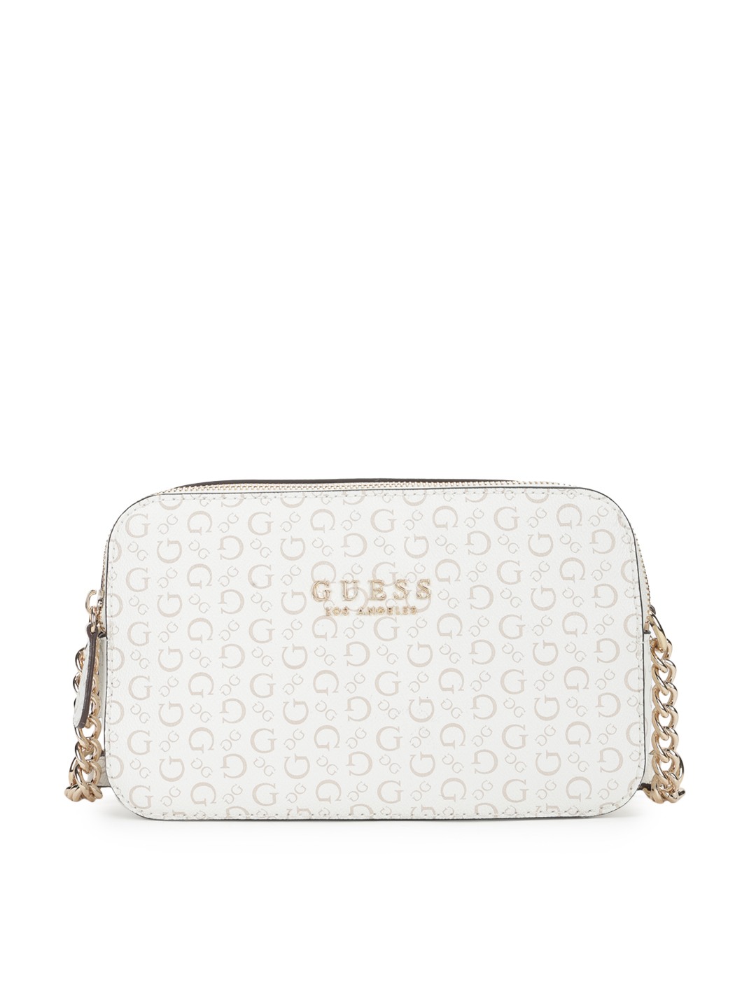Guess White Printed Saffron Crossbody Bag