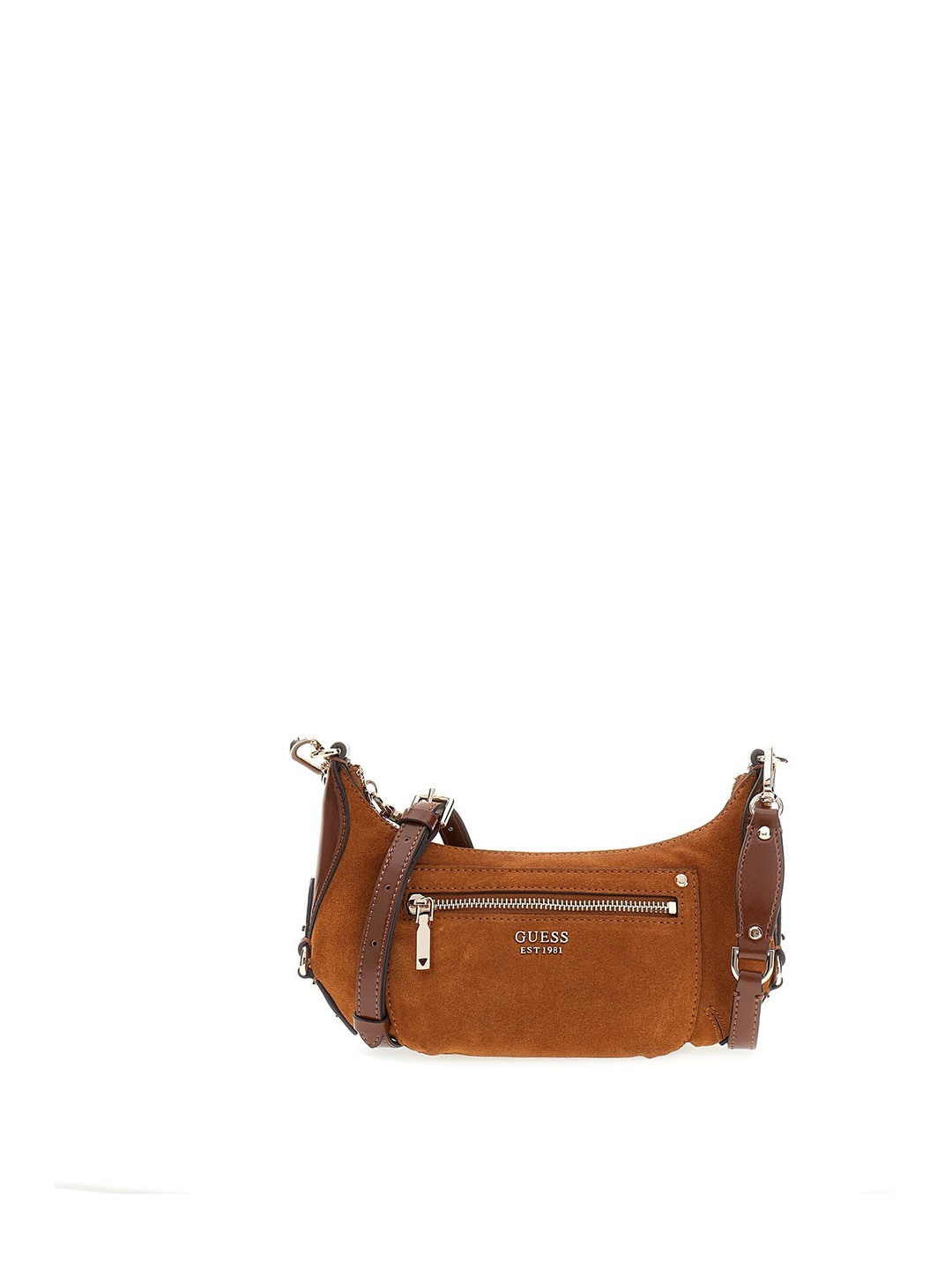 Cognac Solid Zipper Marsha Mini Crossbody Bag