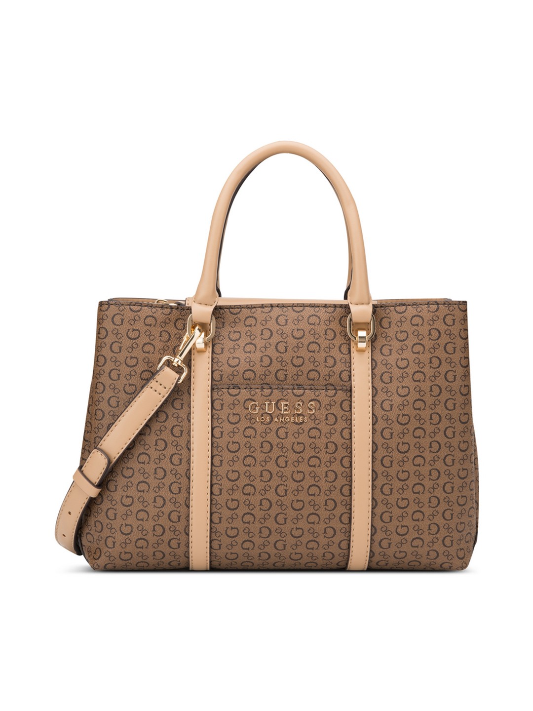 Guess Cocoa Monogram Morrigan Satchel Bag