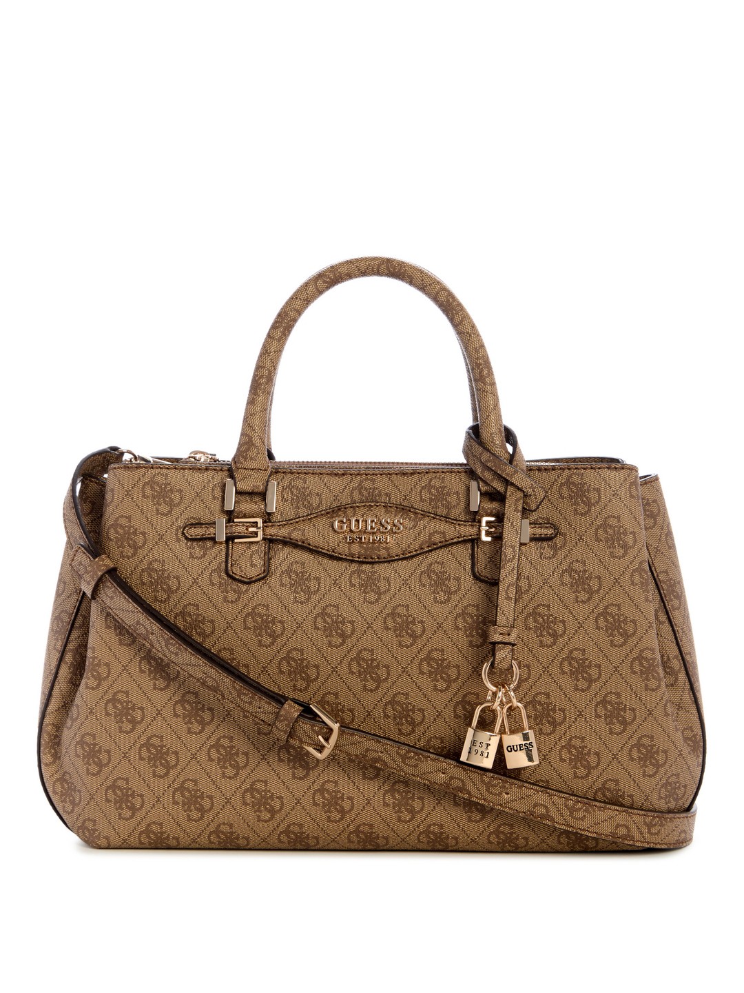 Guess Latte Logo Printed Katya Girlfriend Satchel Bag