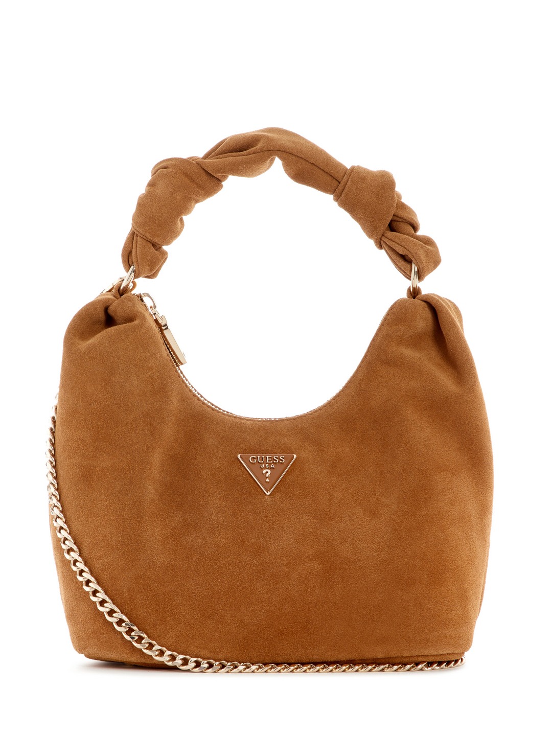 Guess Cognac Solid Isotta Hobo Bag