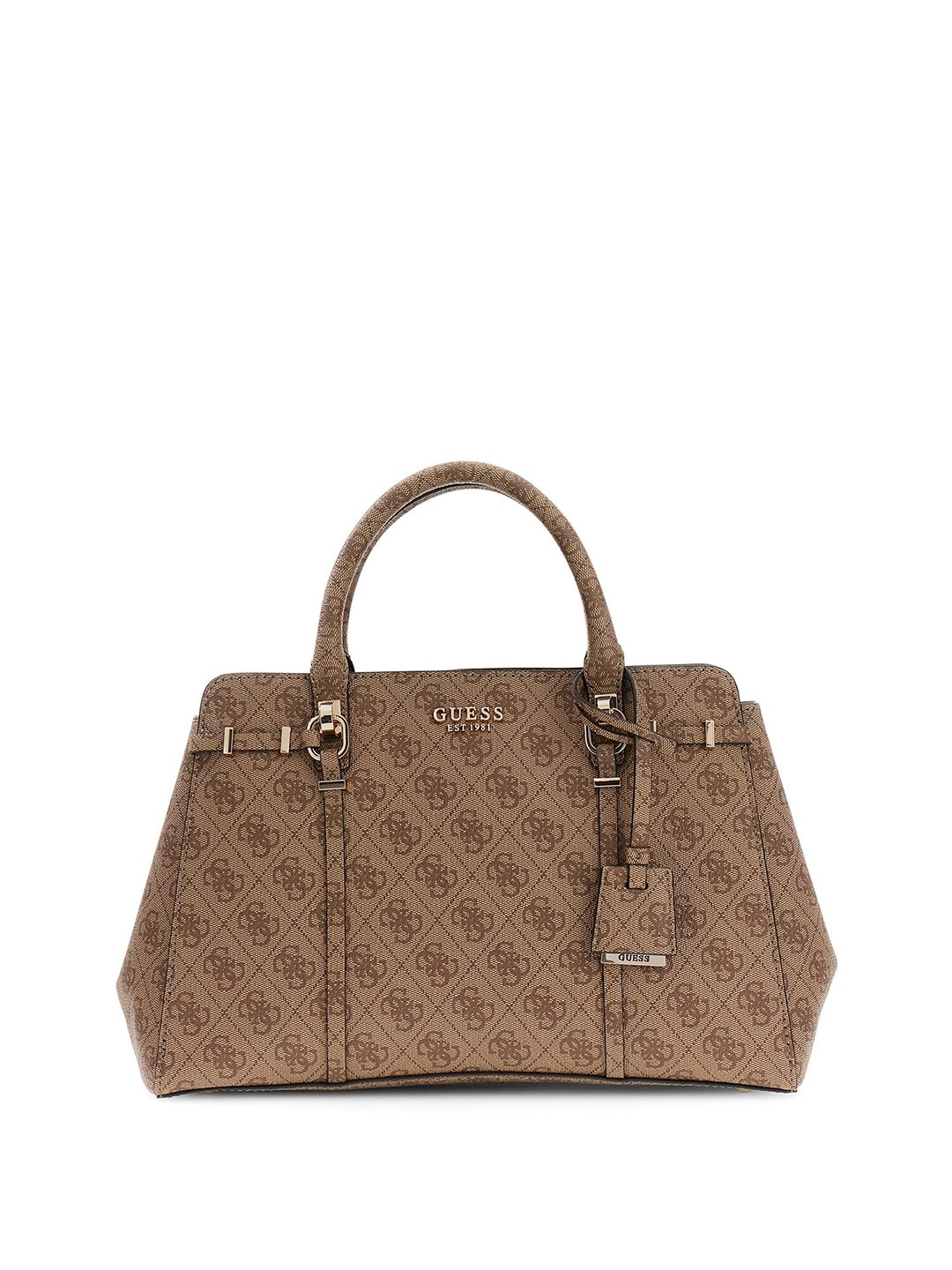 Women's Latte Printed Pu Leona Logo Satchel Bag