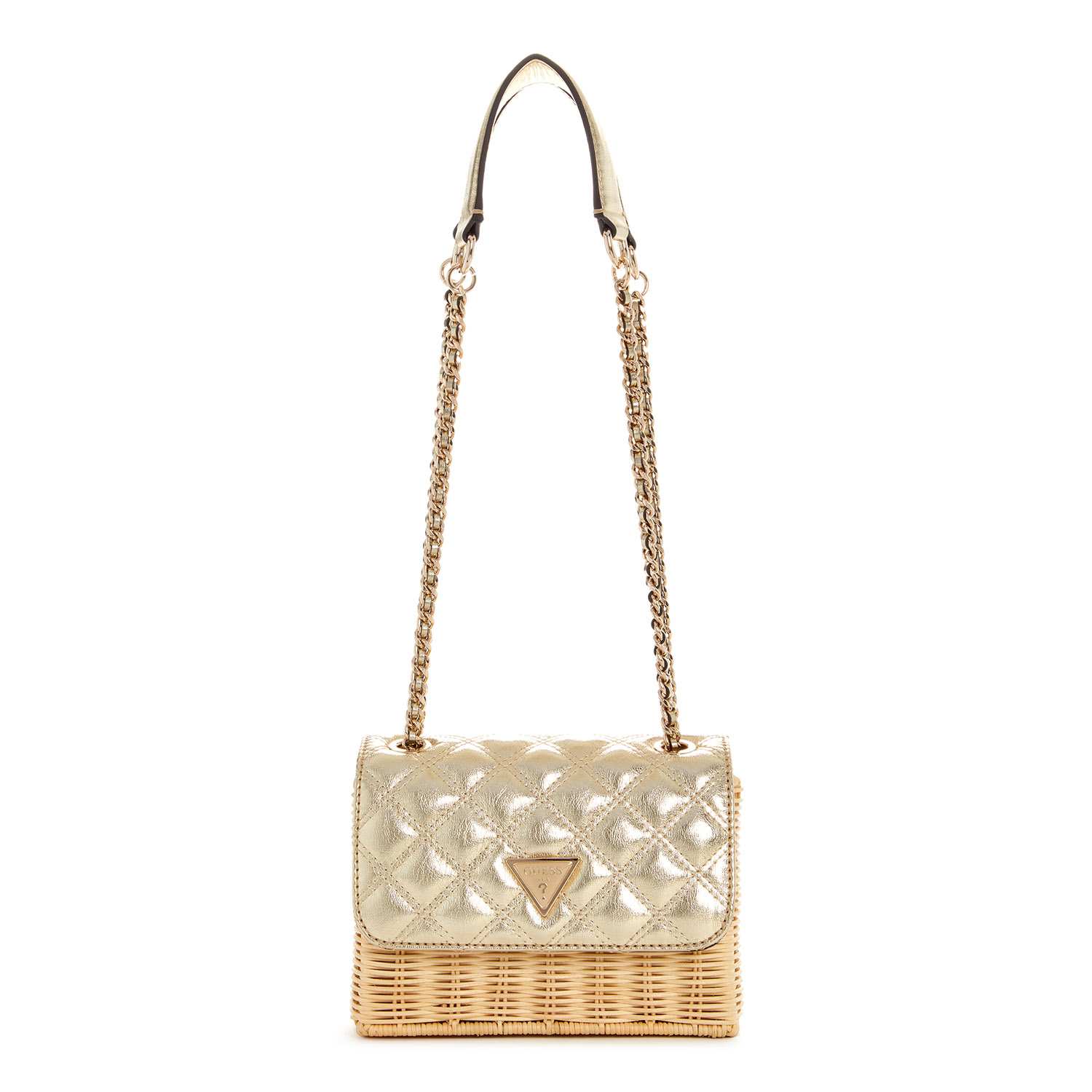 Guess Women's Gold Natural Cellulos Quilted Shoulder Bag