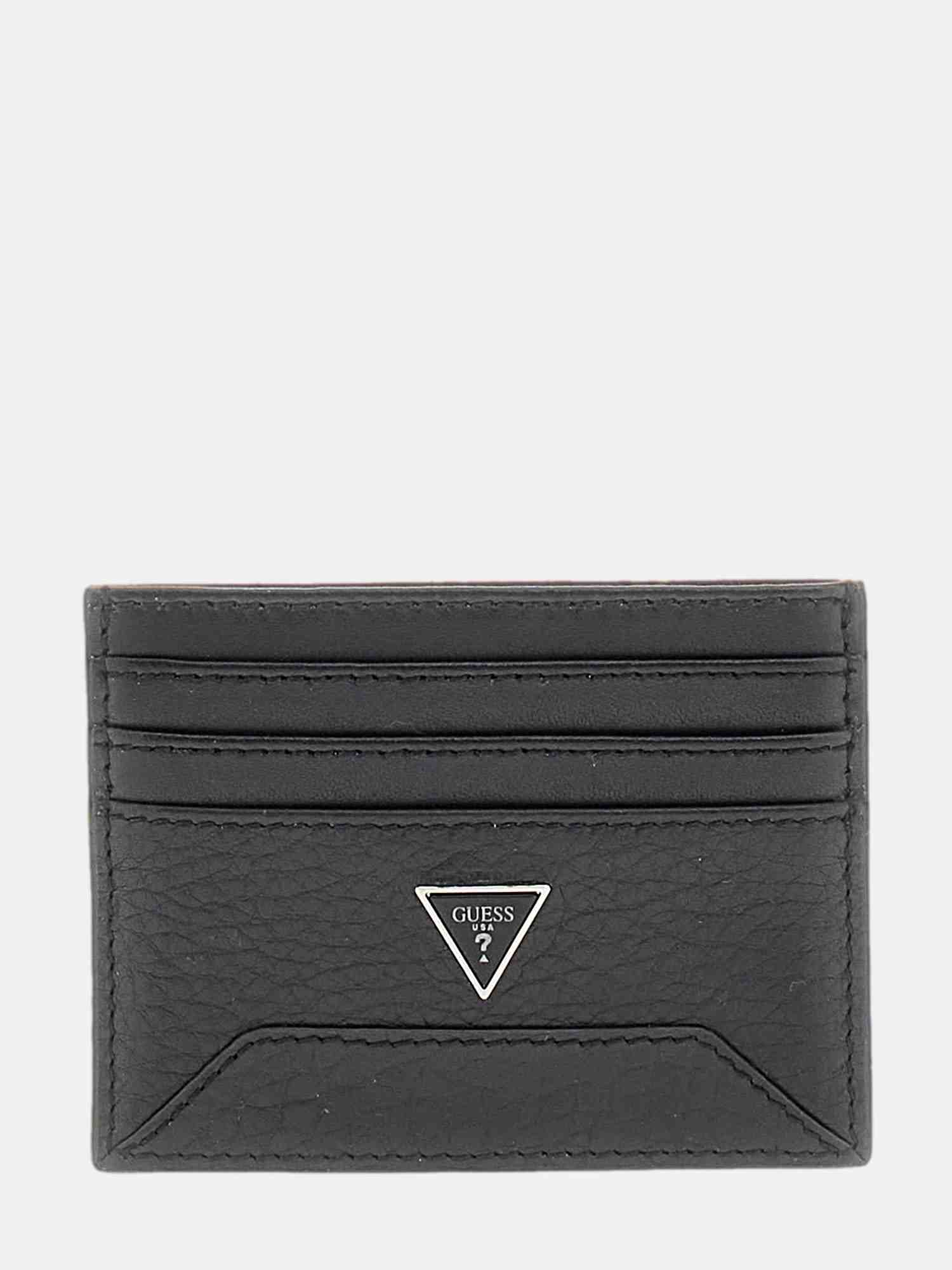 Guess Black Leather Solid Men Card Case