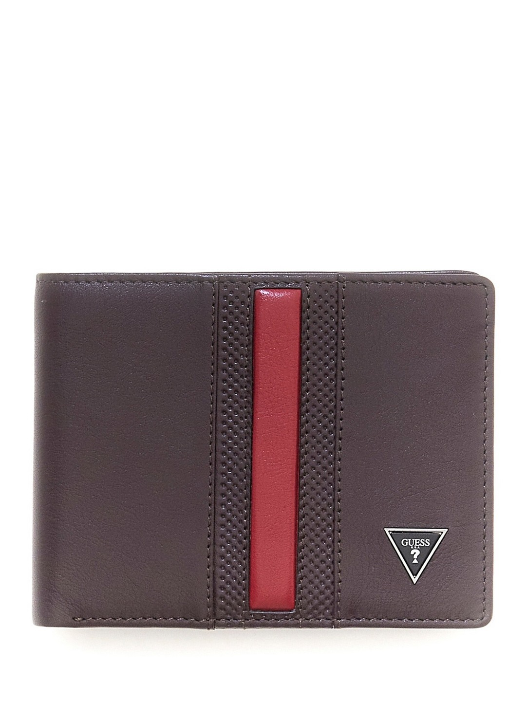 Guess Men Torino Brown Rain Drum Flap Closure Solid Bi-Fold Wallet