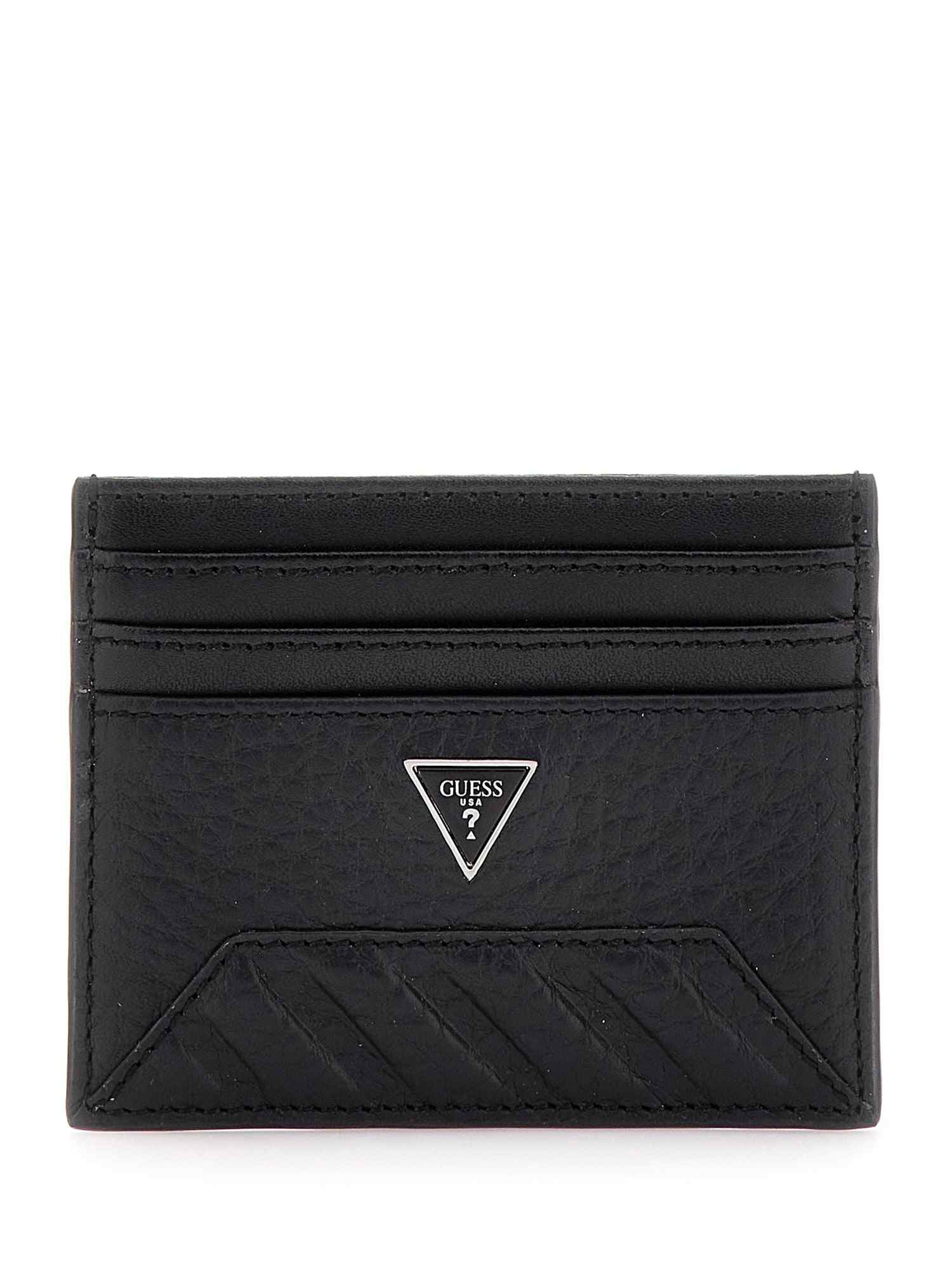 Guess Black Leather Solid Men Card Case