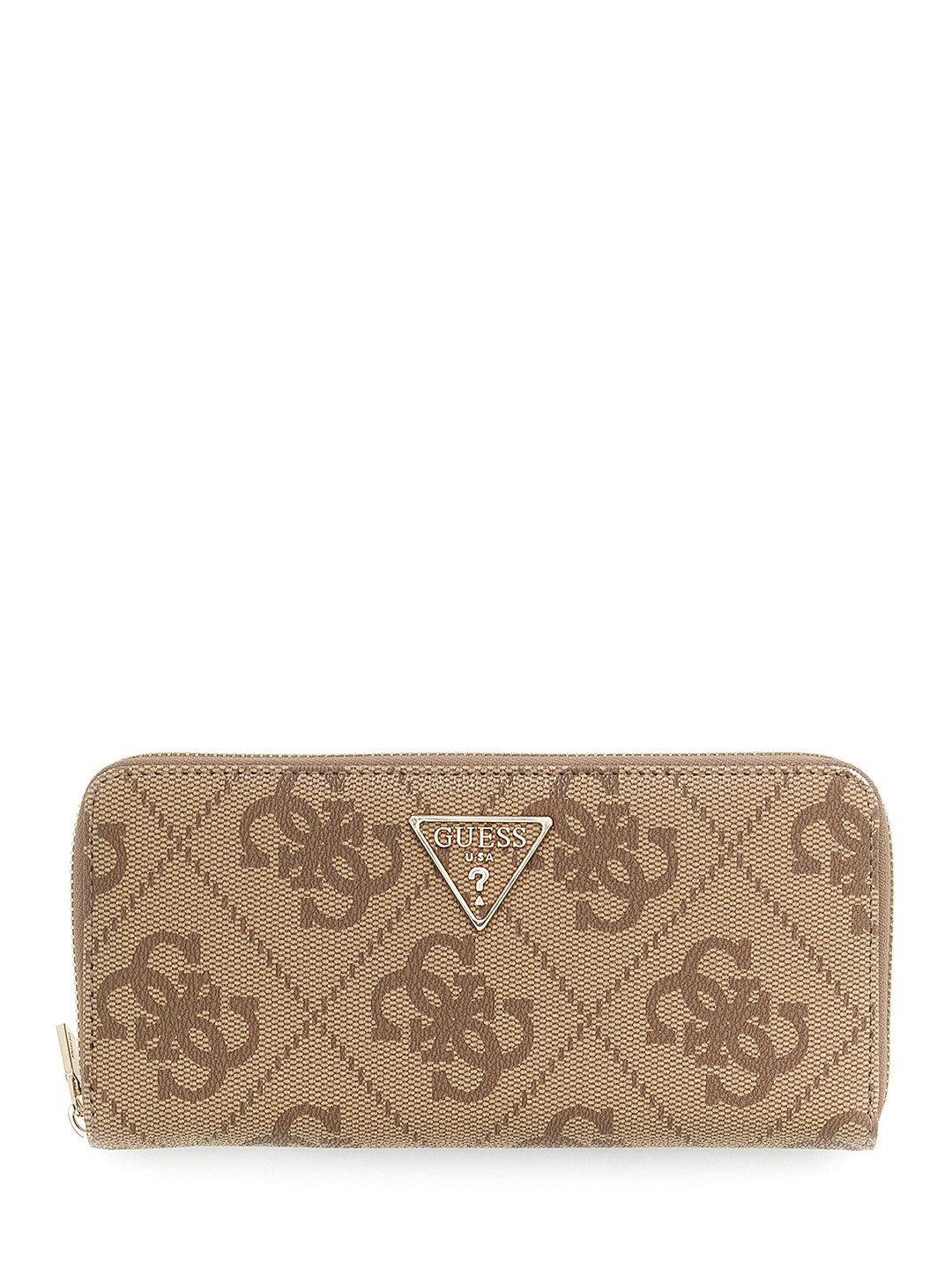 Latte Logo Printed Zipper Laurel Large Zip Around Wallet