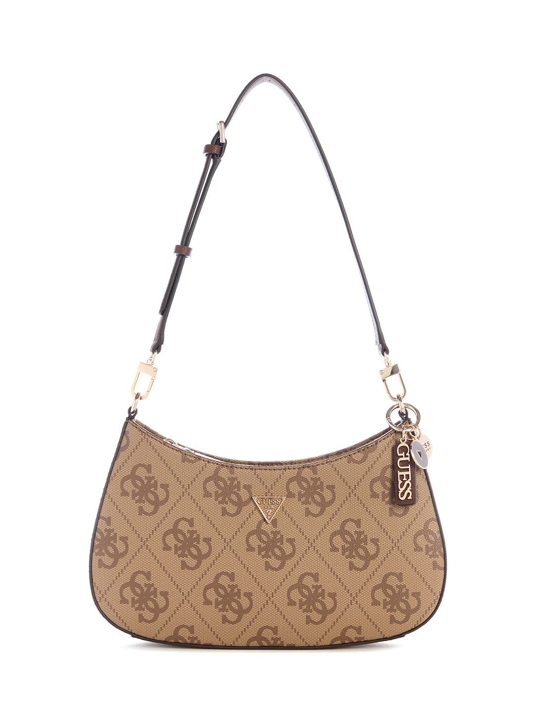 Latte Logo Printed Zipper Noelle Top Zip Shoulder Bag