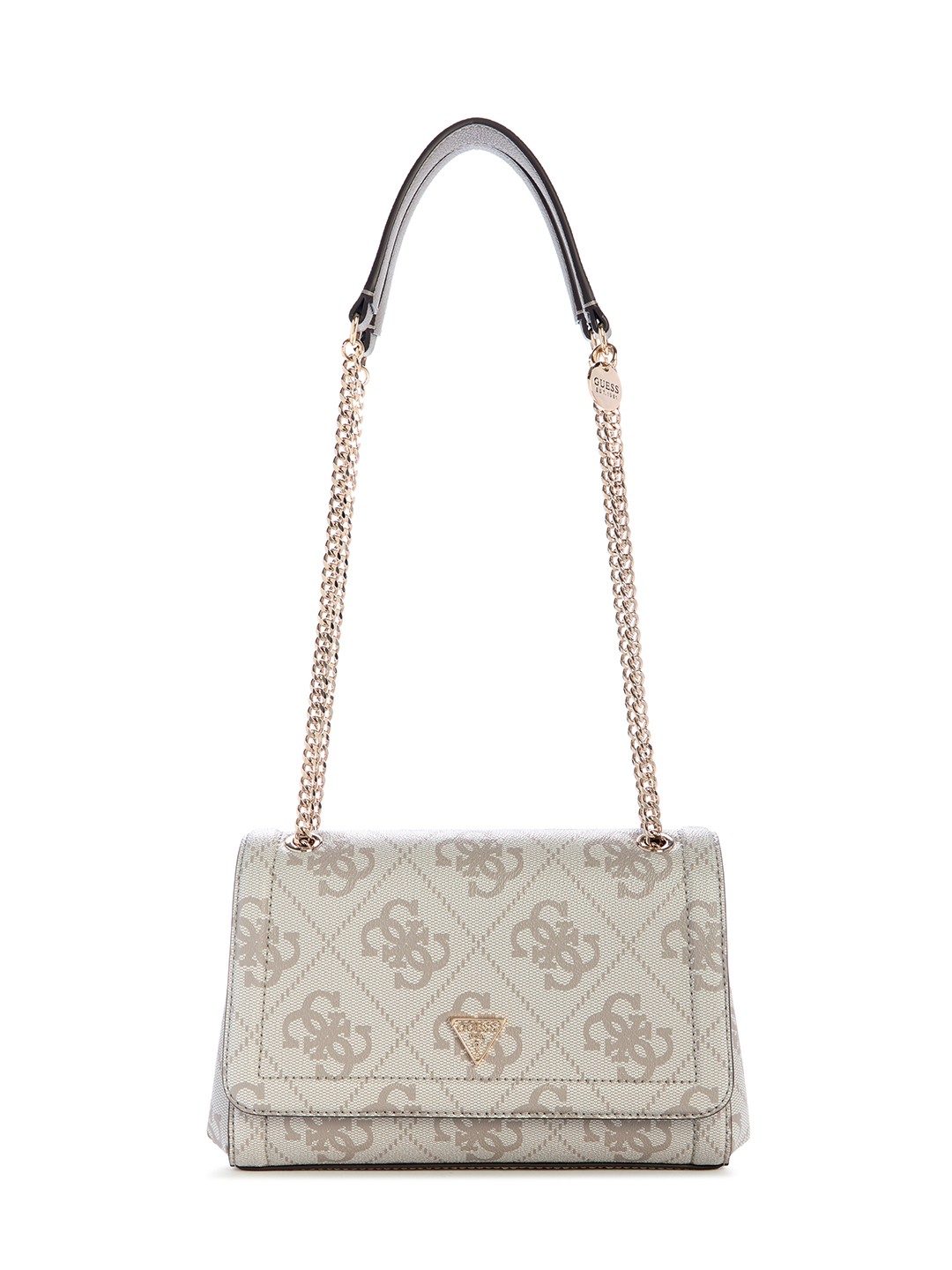 Dark Taupe Logo Printed Magnetic Snap Noelle Shoulder Bag