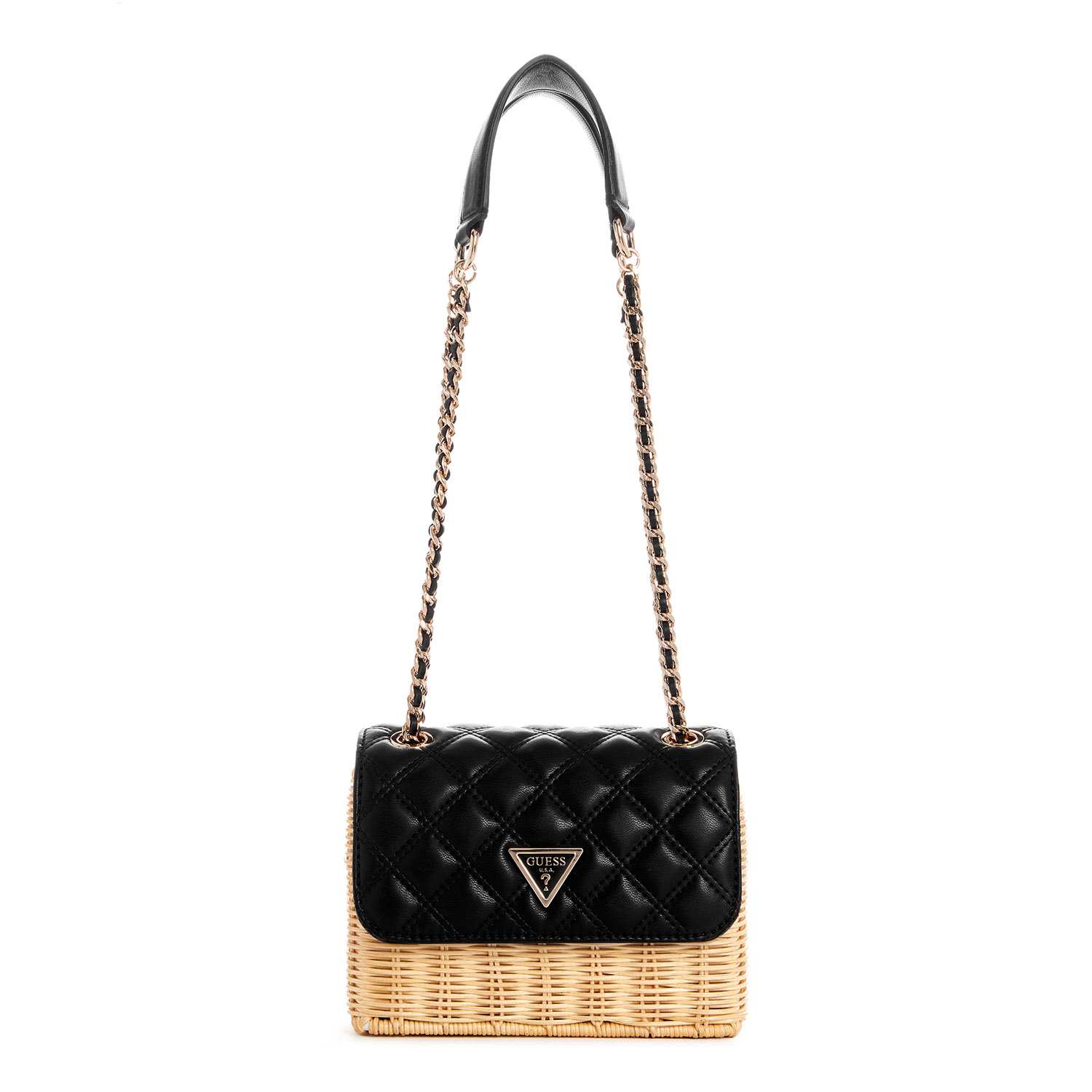 Guess Women's Black Natural Cellulos Quilted Shoulder Bag