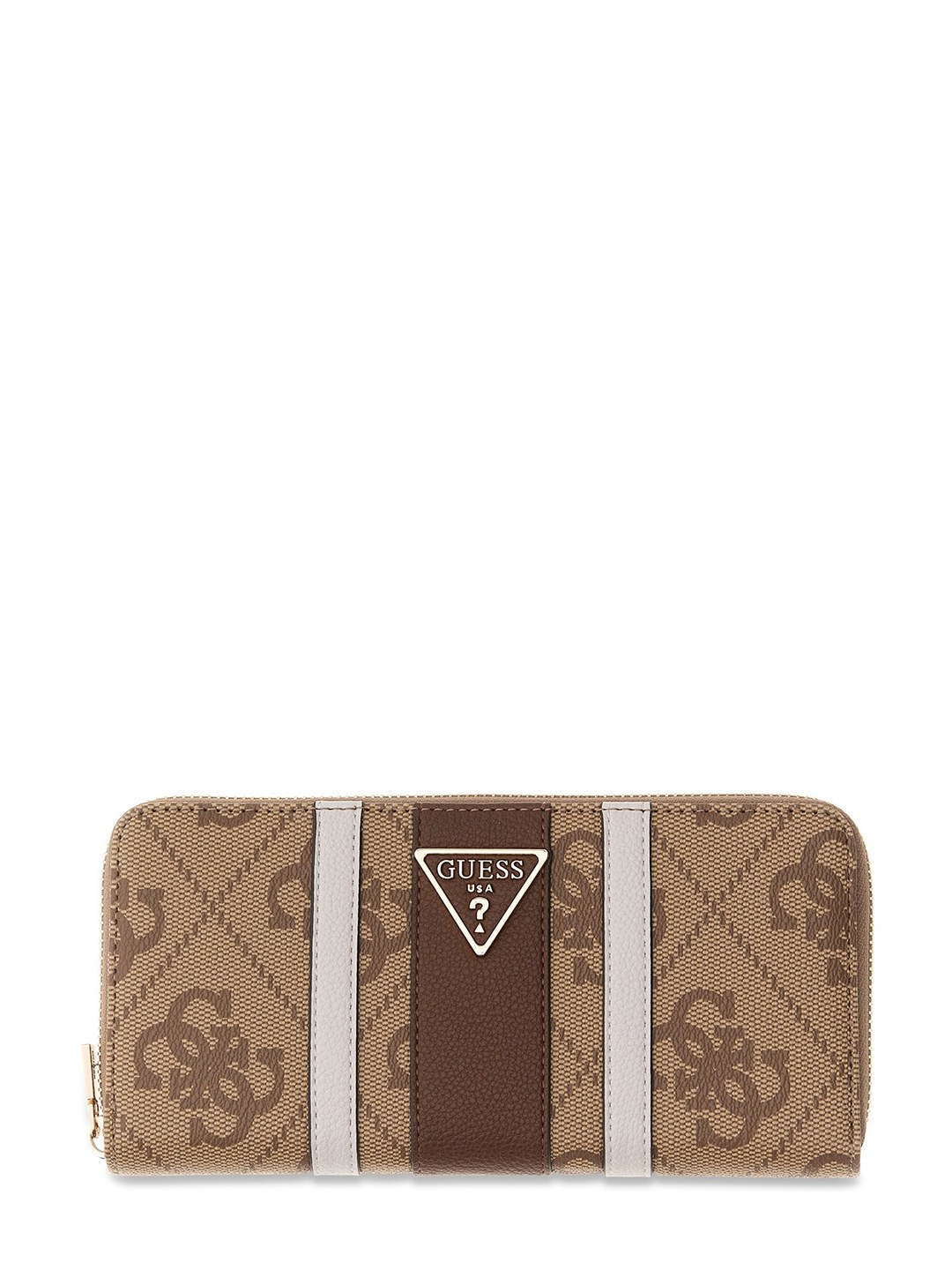 Brown Printed Laurel II  Zip-around Wallet