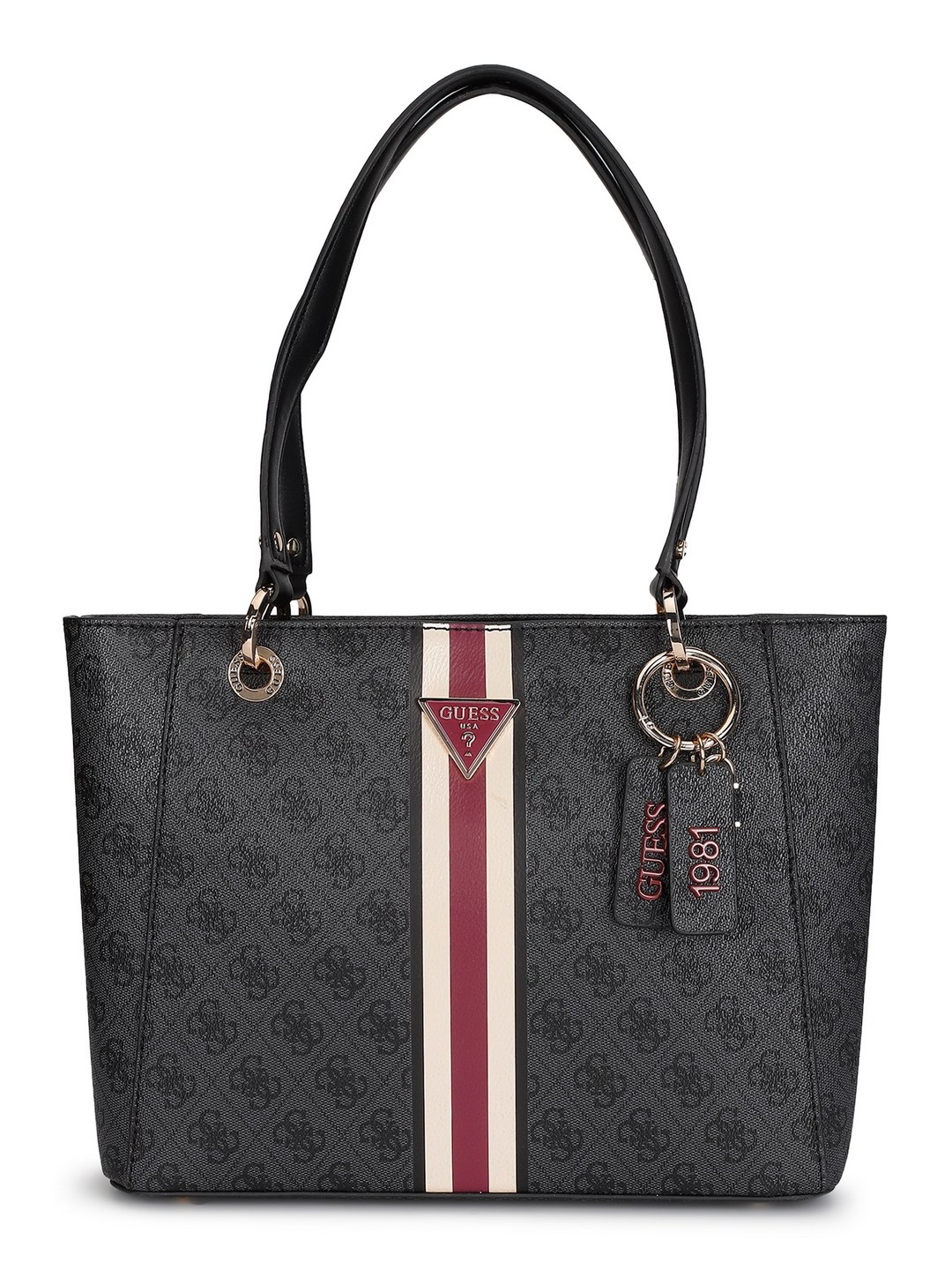 Guess Women Grey Printed Tote Bag