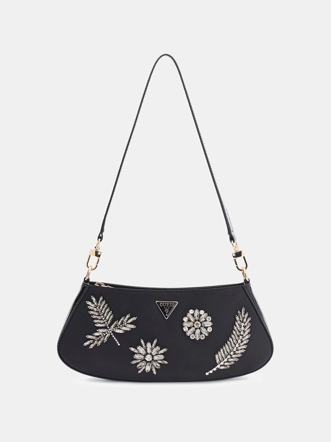 Black Embellished Zipper Elsie Shoulder Bag