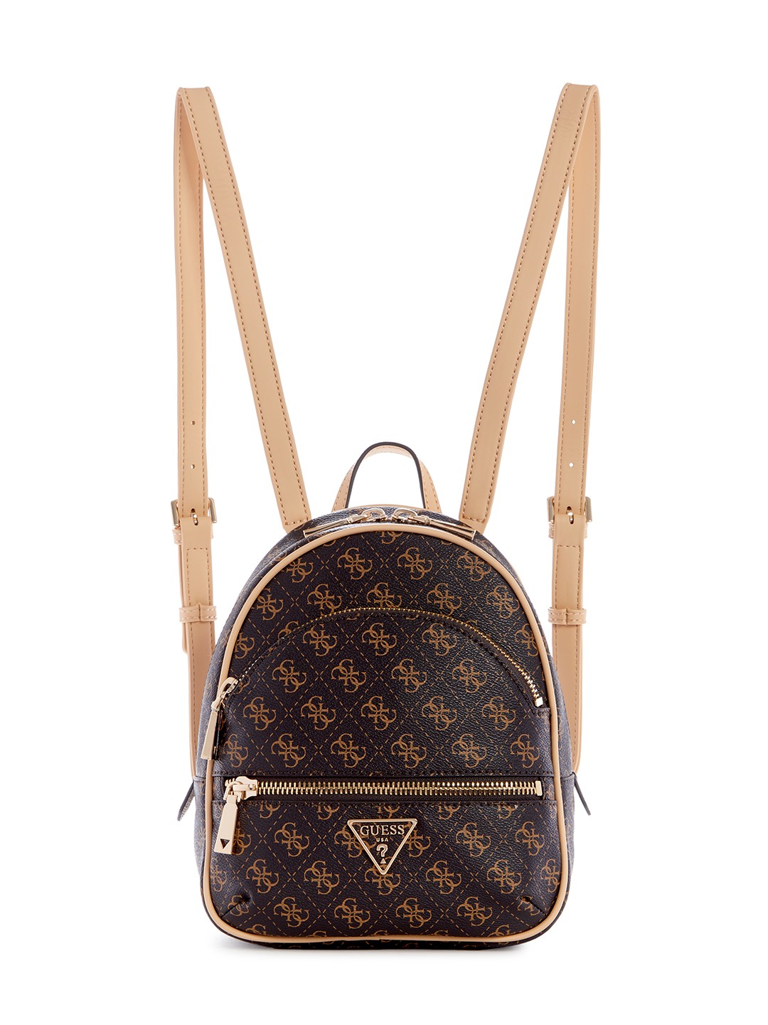 Guess Polyurethane Brown Printed Women Manhattan Backpack