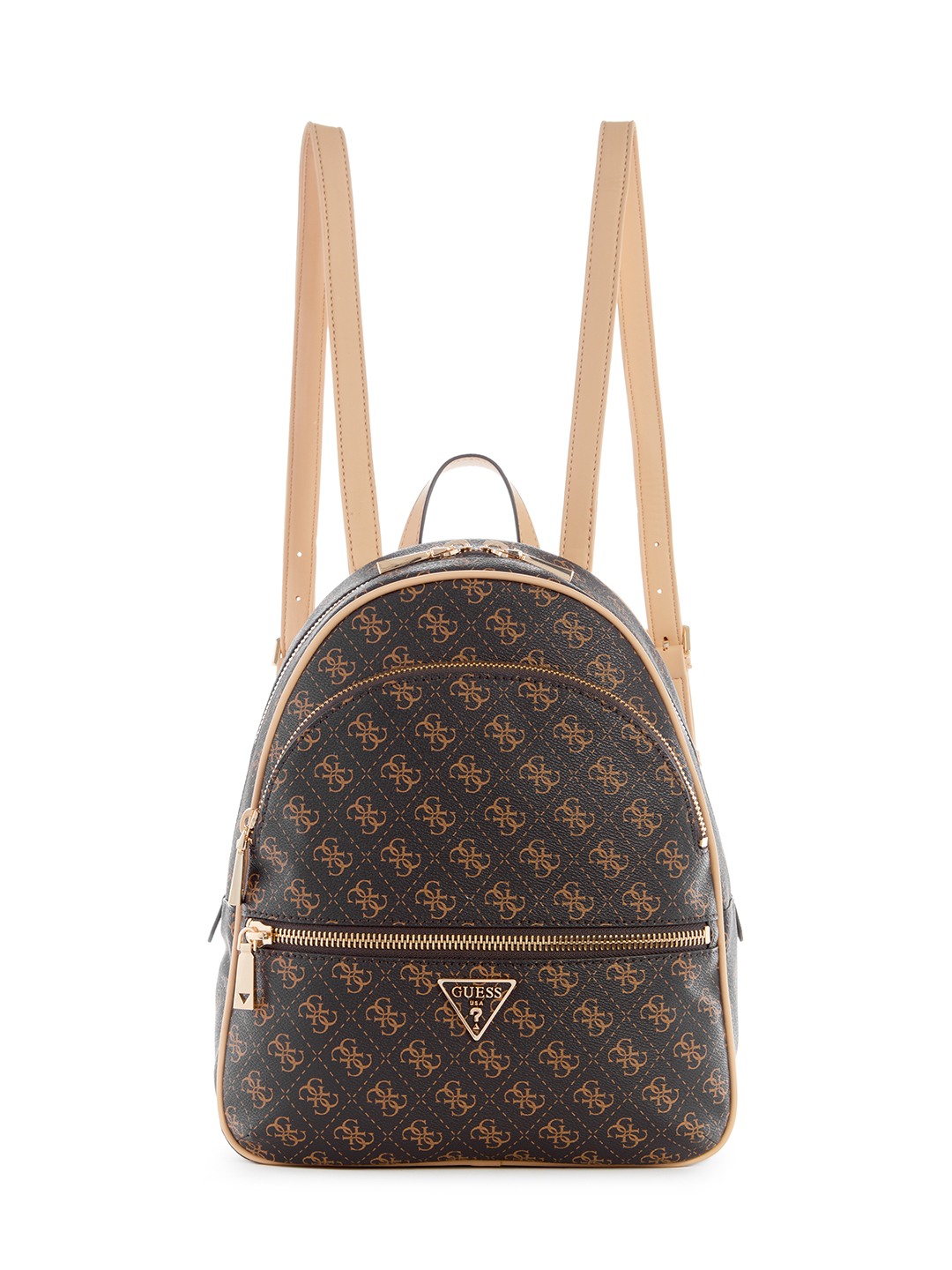Guess Polyurethane Brown Printed Women Manhattan Large Backpack