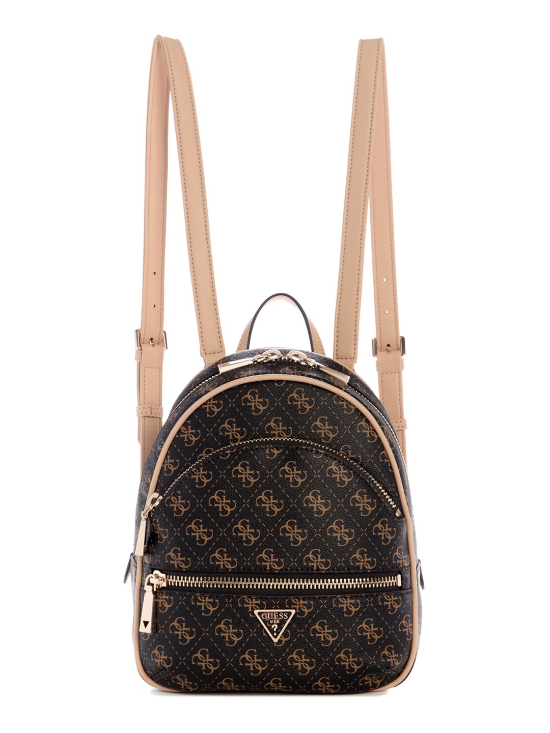 Guess Women Brown Geometric Adjustable Shoulder Strap Backpack