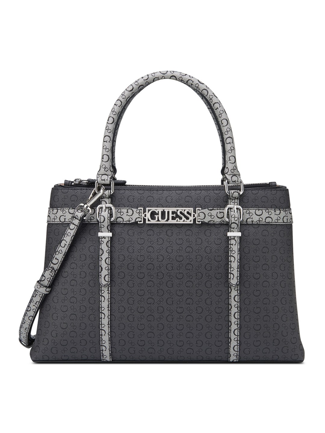 Charcoal Grey Printed Perrez Satchel Bag