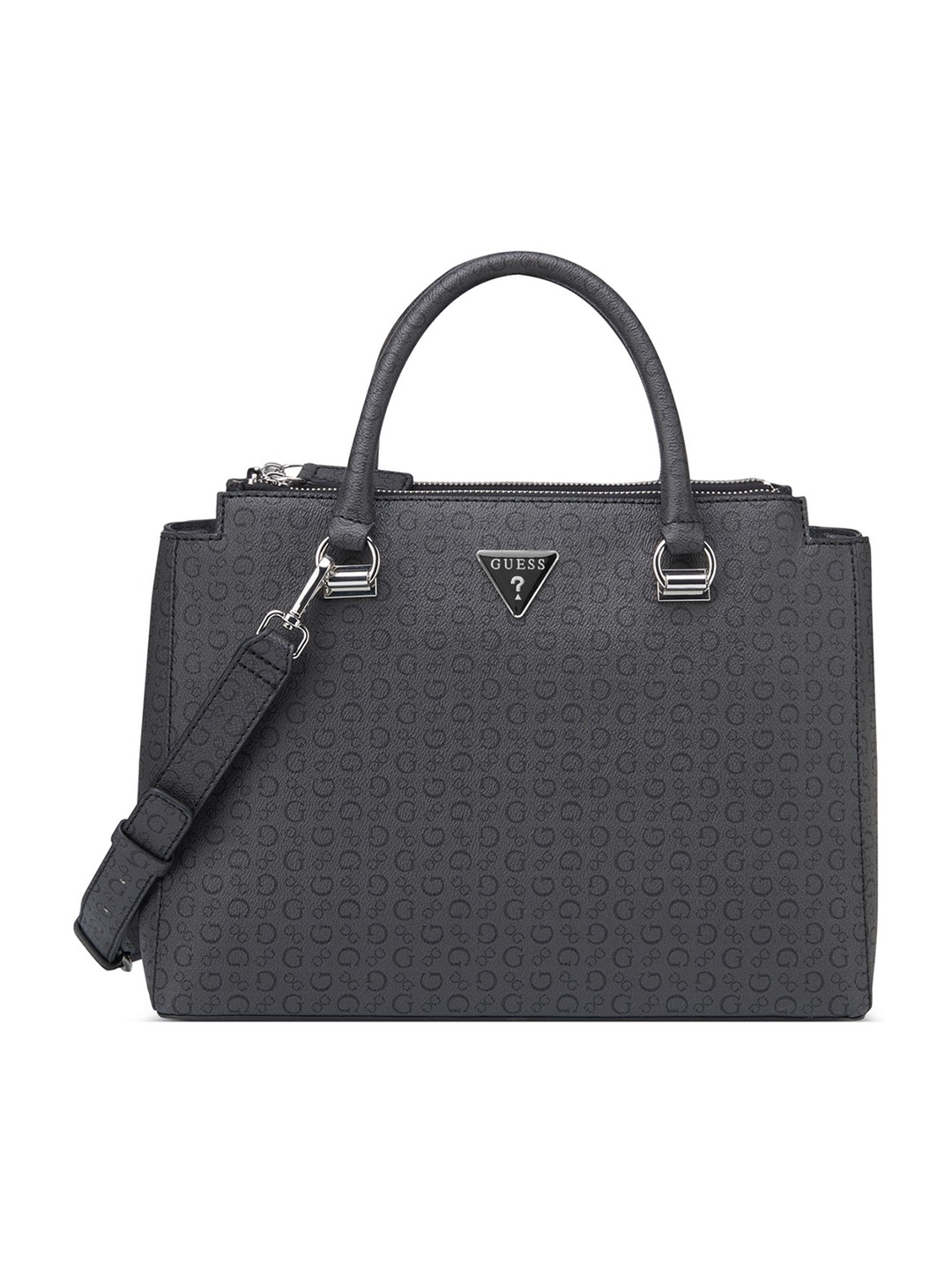 Charcoal Grey Printed Phyllis Satchel Bag