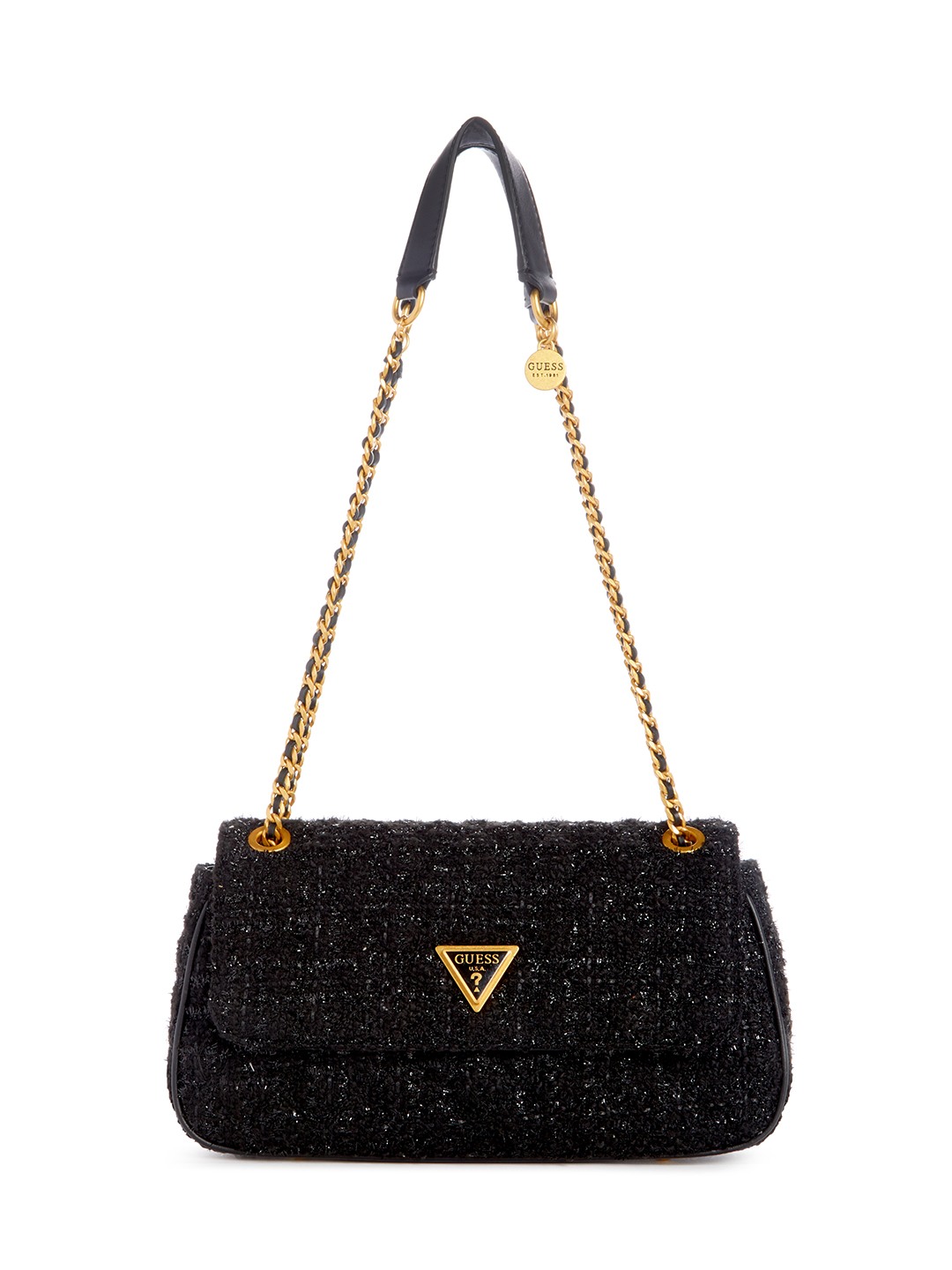 Guess Polyester Black Quilted Women Giully Convertible Crossbody Bag