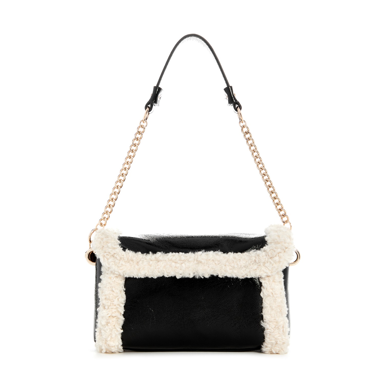 Guess Solid Fur Davika Flap Shoulder Bag