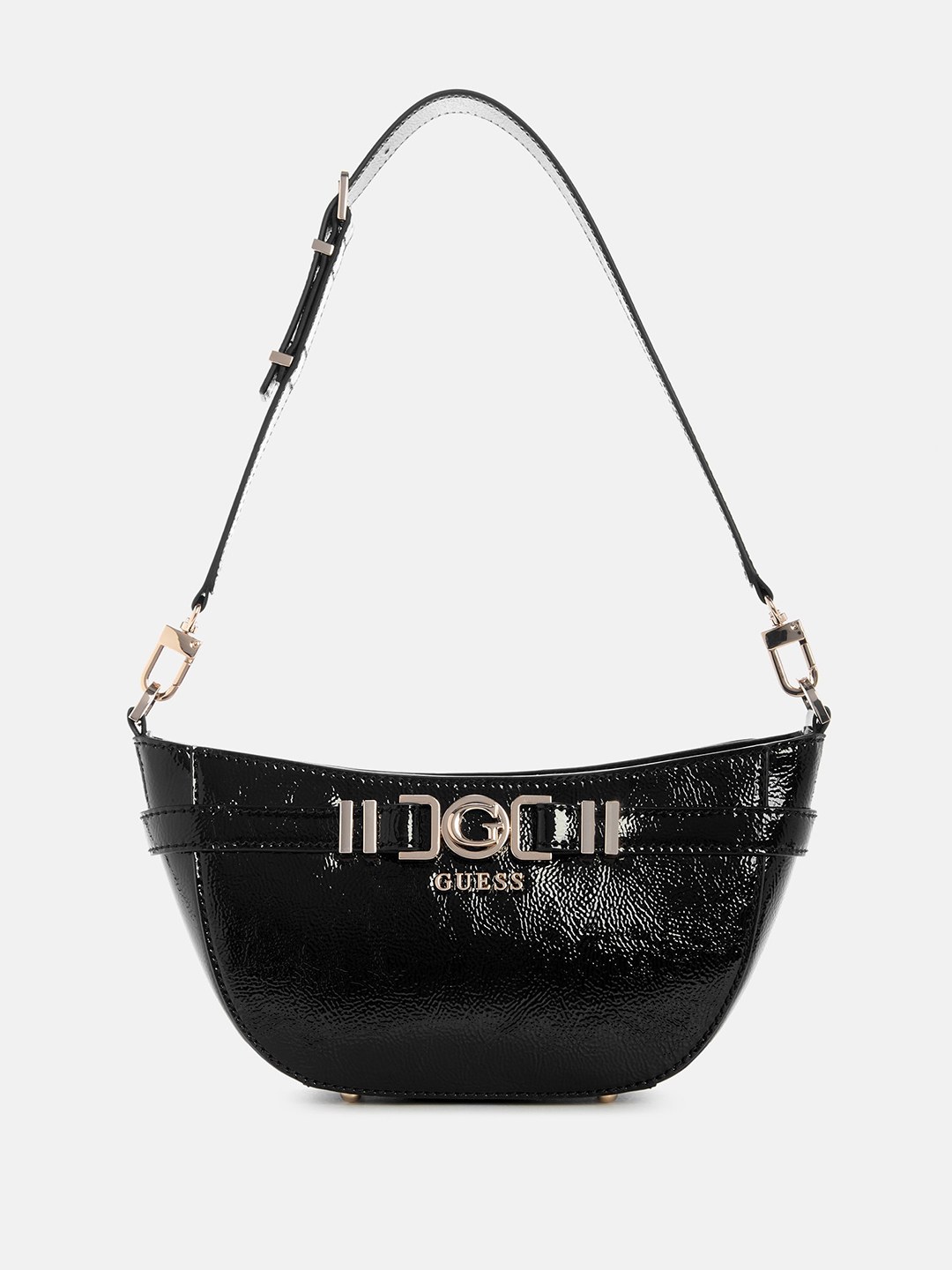Black Solid Zipper Cirene Shoulder Bag