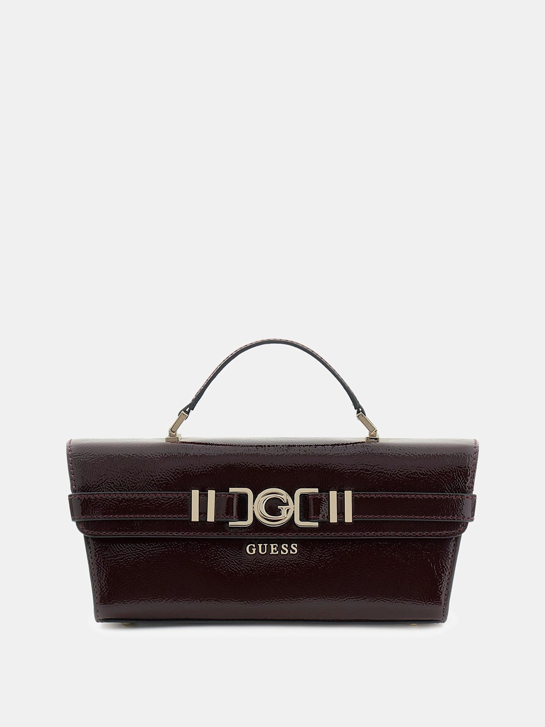 Burgundy Solid Magnet Cirene Top Handle Flap Satchel Bag