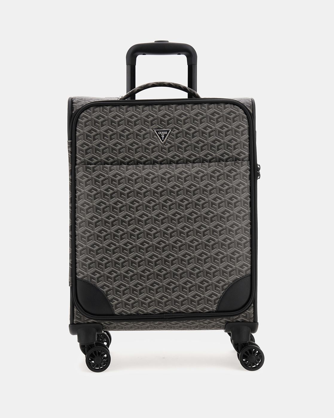 Grey PU Printed Travel Roller Trolly Bag