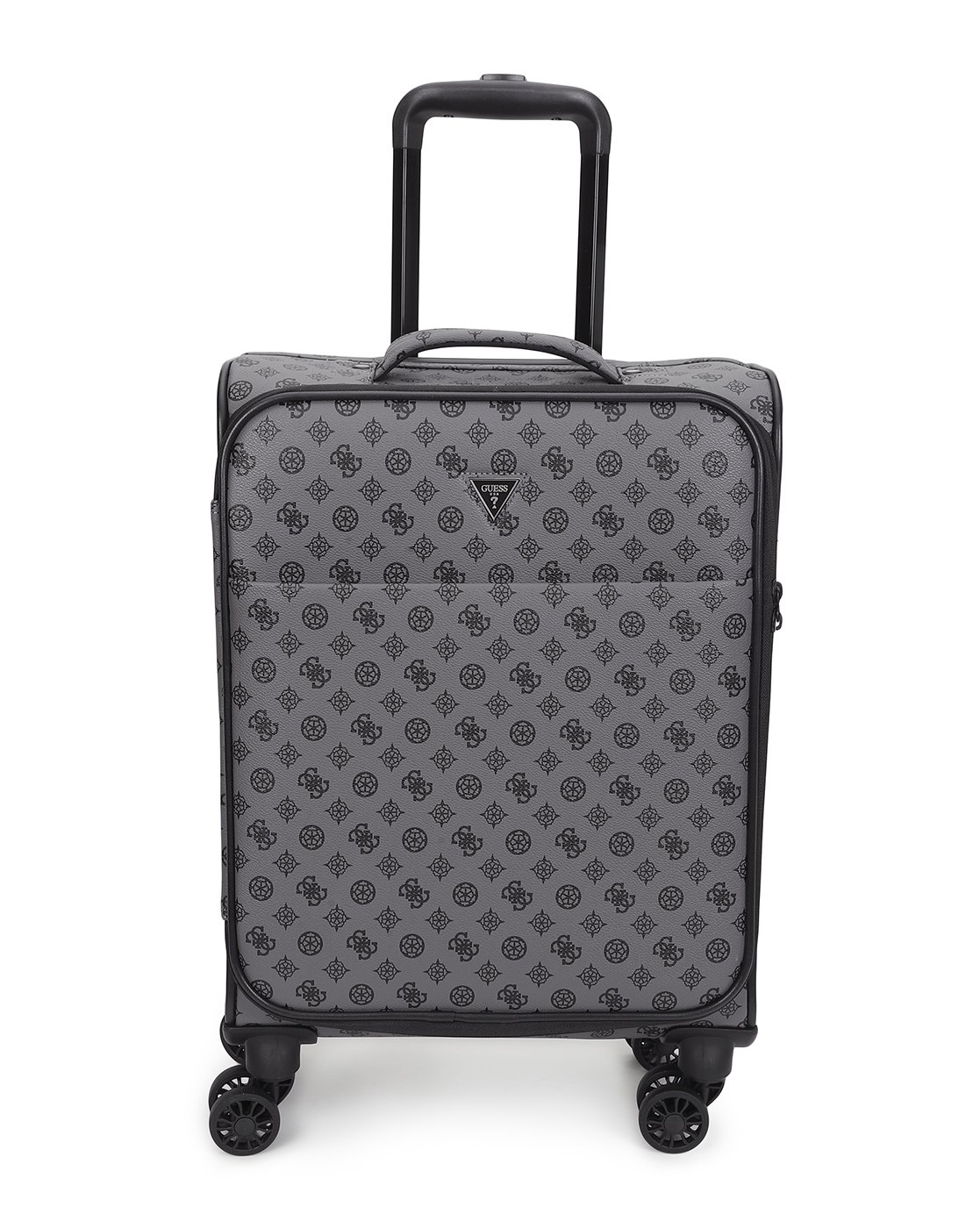 Grey PU Printed Travel Roller Trolly Bag