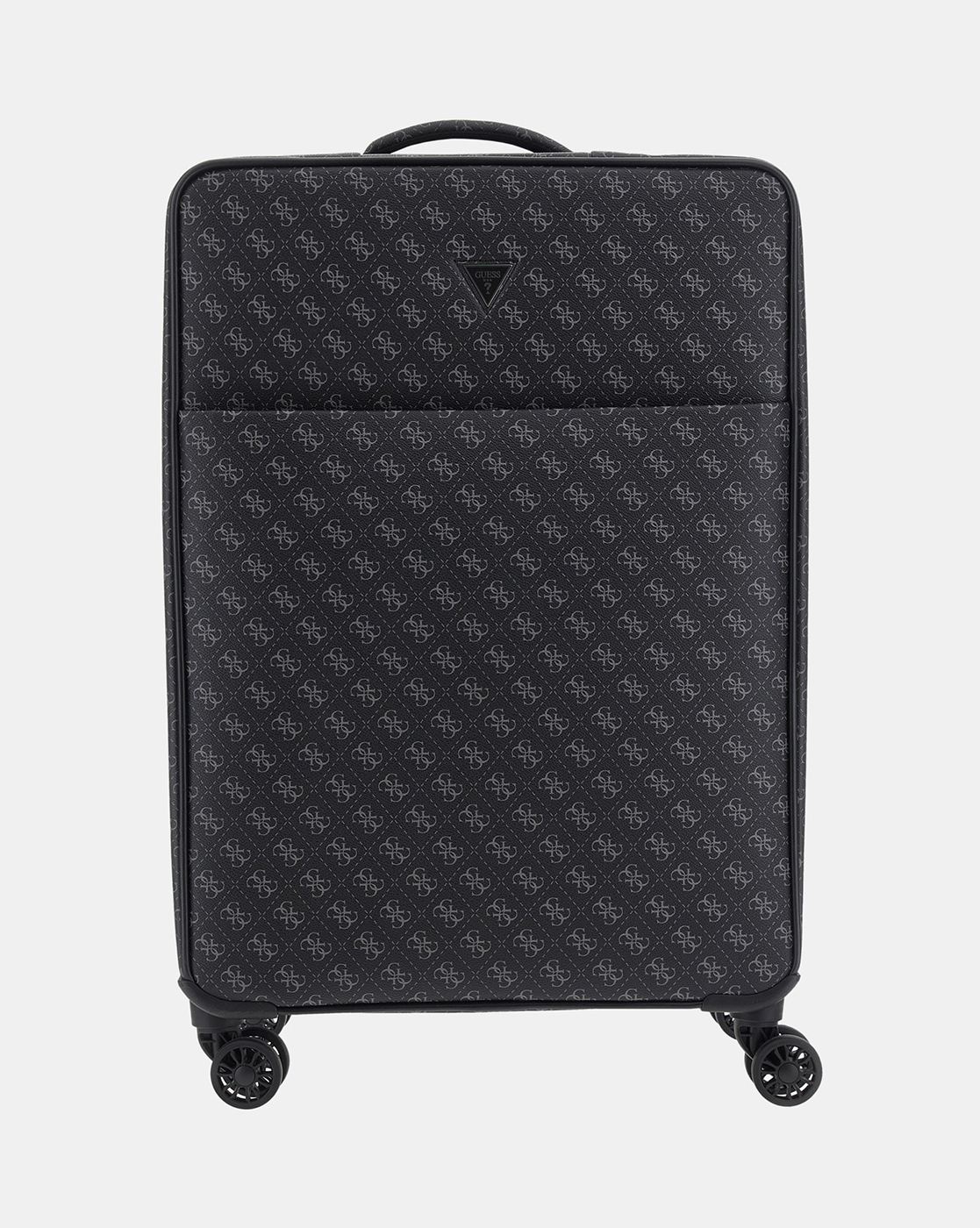 Dark Black PU Printed Travel Roller Trolly Bag