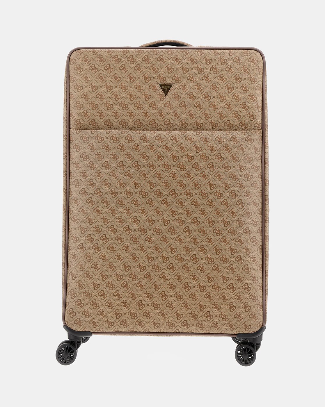 Brown PU Printed Travel Roller Trolly Bag