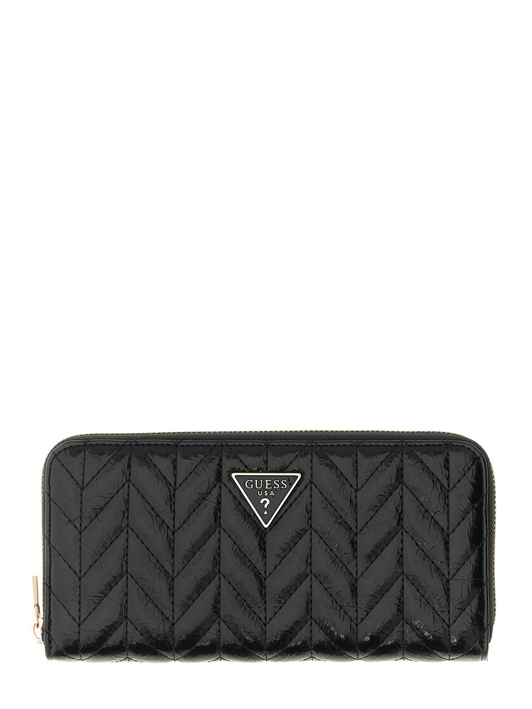 Black Quilted Cheryl Large Zip-around Wallet