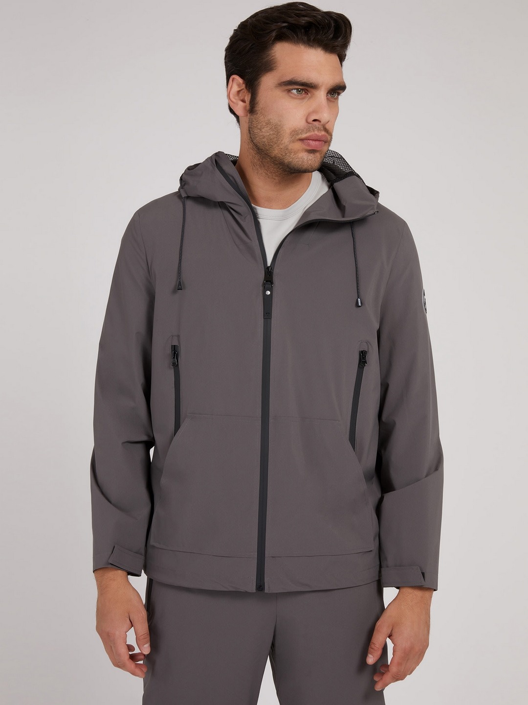 Grey Solid Hooded Neck Kaden Hooded Jacket