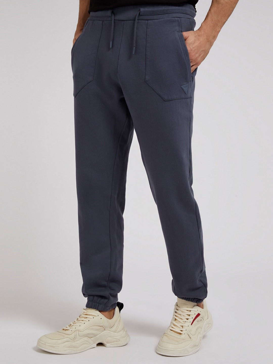 Blue Solid Mid-Rise Regular Fit Wiley Long Pants