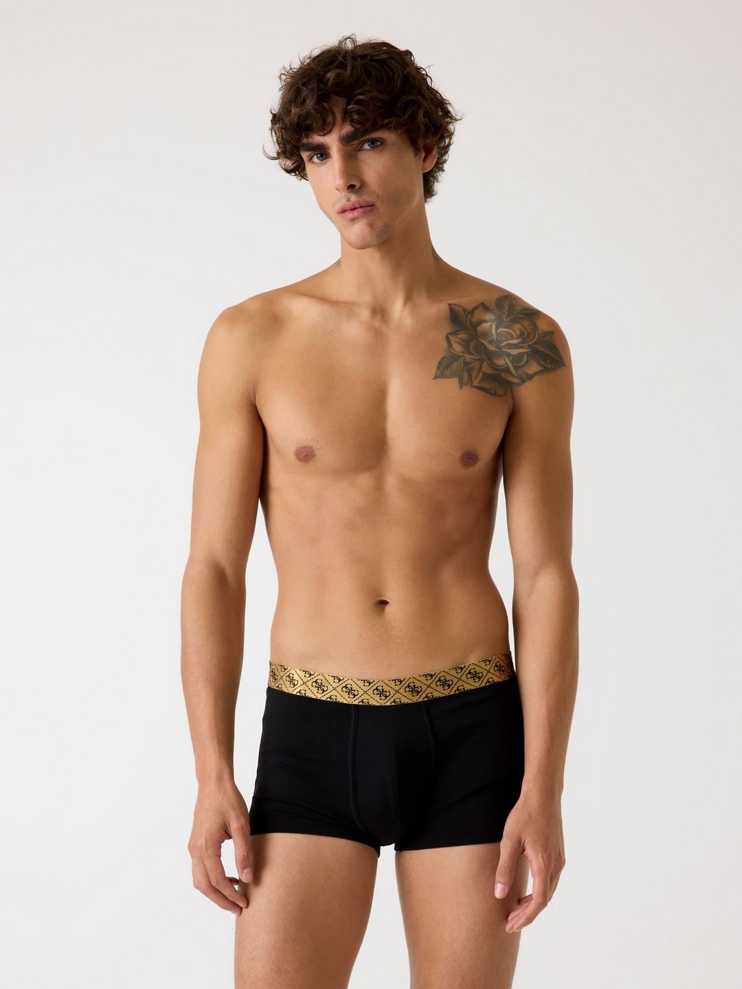 GUESS Men’s Boxer Trunks with Logo Waistband - Pack of 3