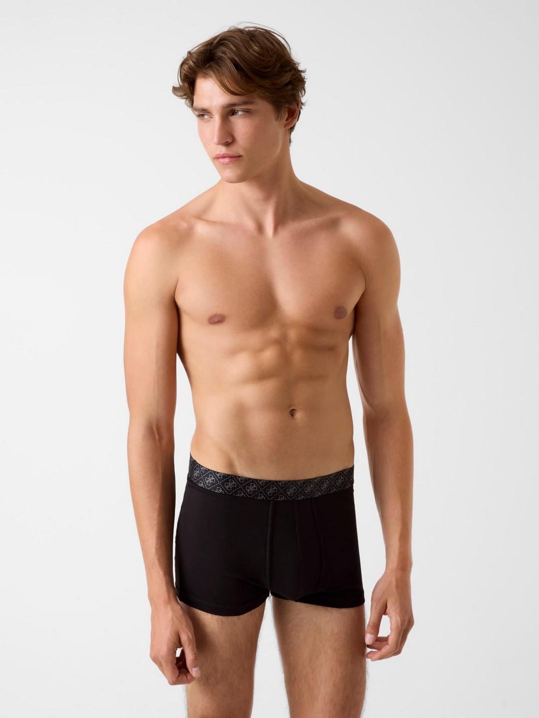 GUESS Men’s Monogram Print Boxer Trunks with Logo Waistband - Pack of 3