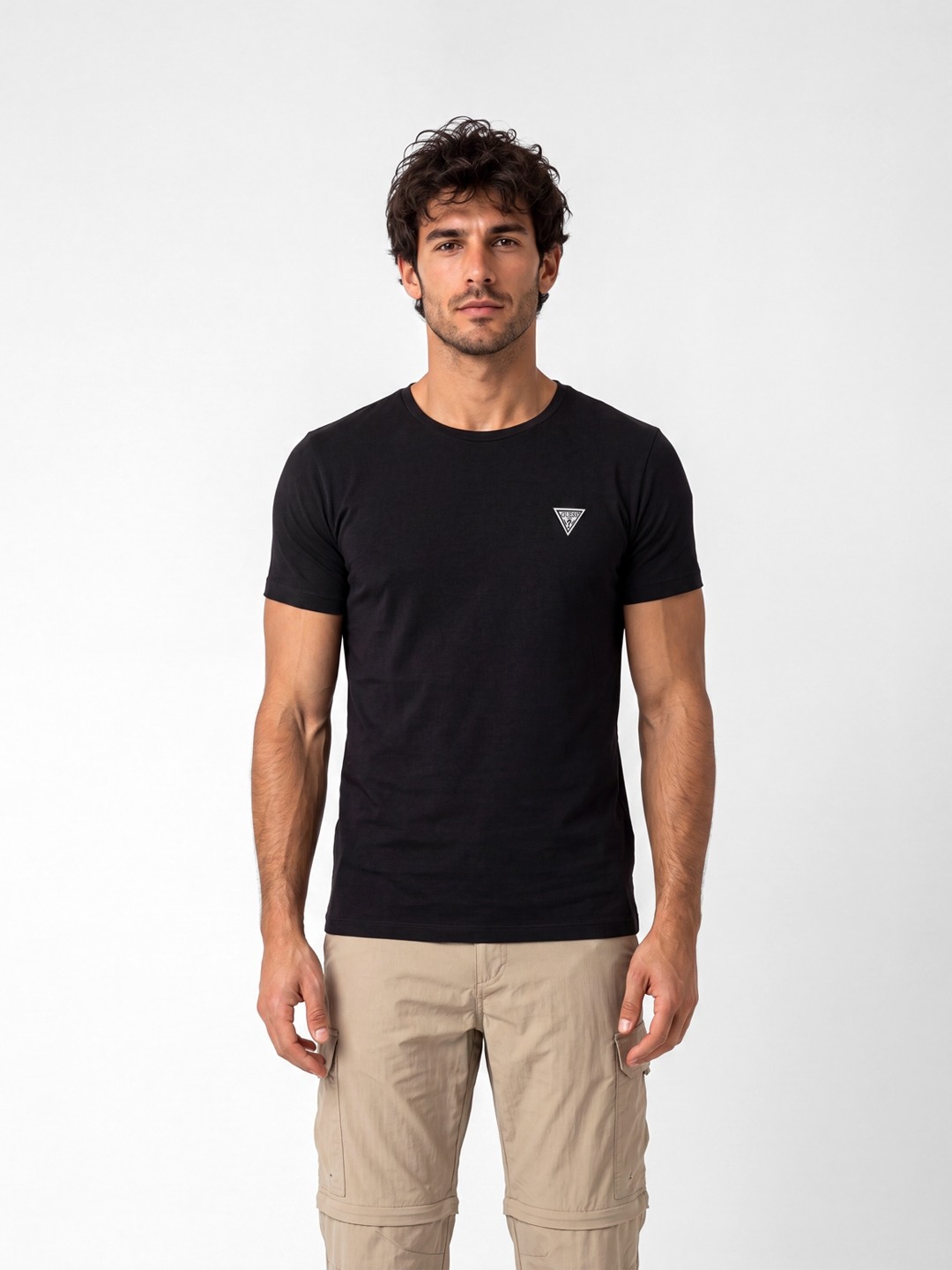 Guess Regular Fit Cotton Crew Neck Solid T-Shirt